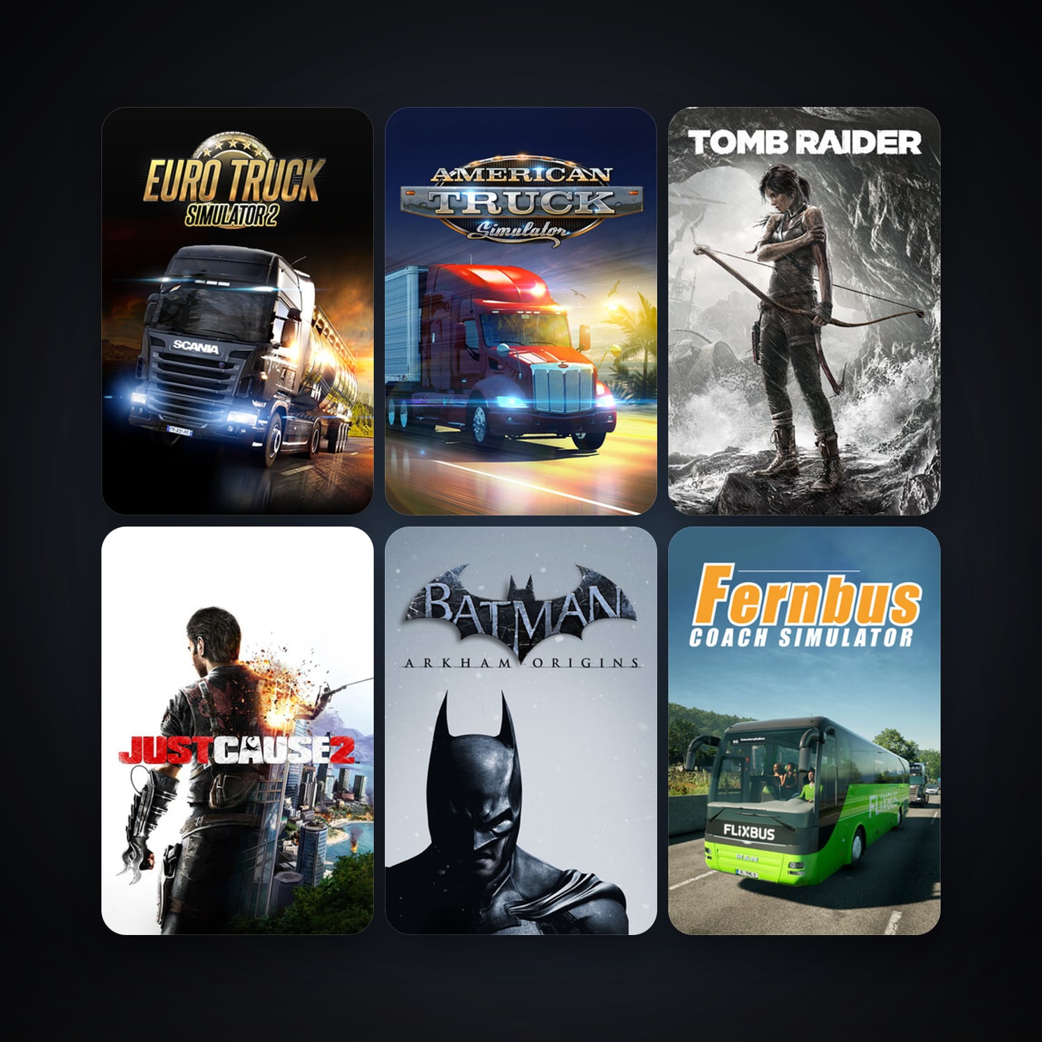 Just Cause 2 + Tomb Raider, 17 games, Steam 10, clean — HabibiAccounts
