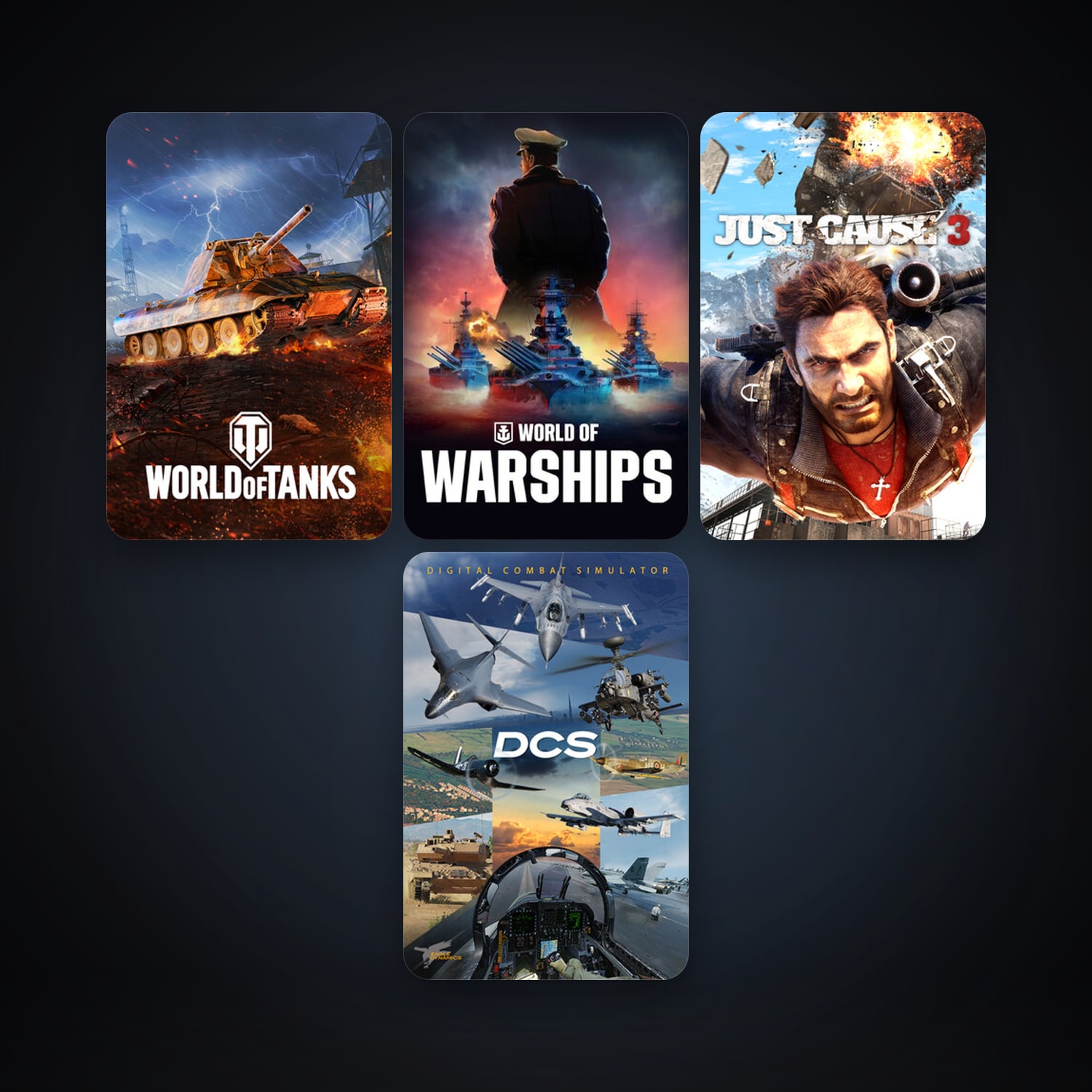 DCS World Steam Edition + Just Cause 3, 11 games, clean — HabibiAccounts
