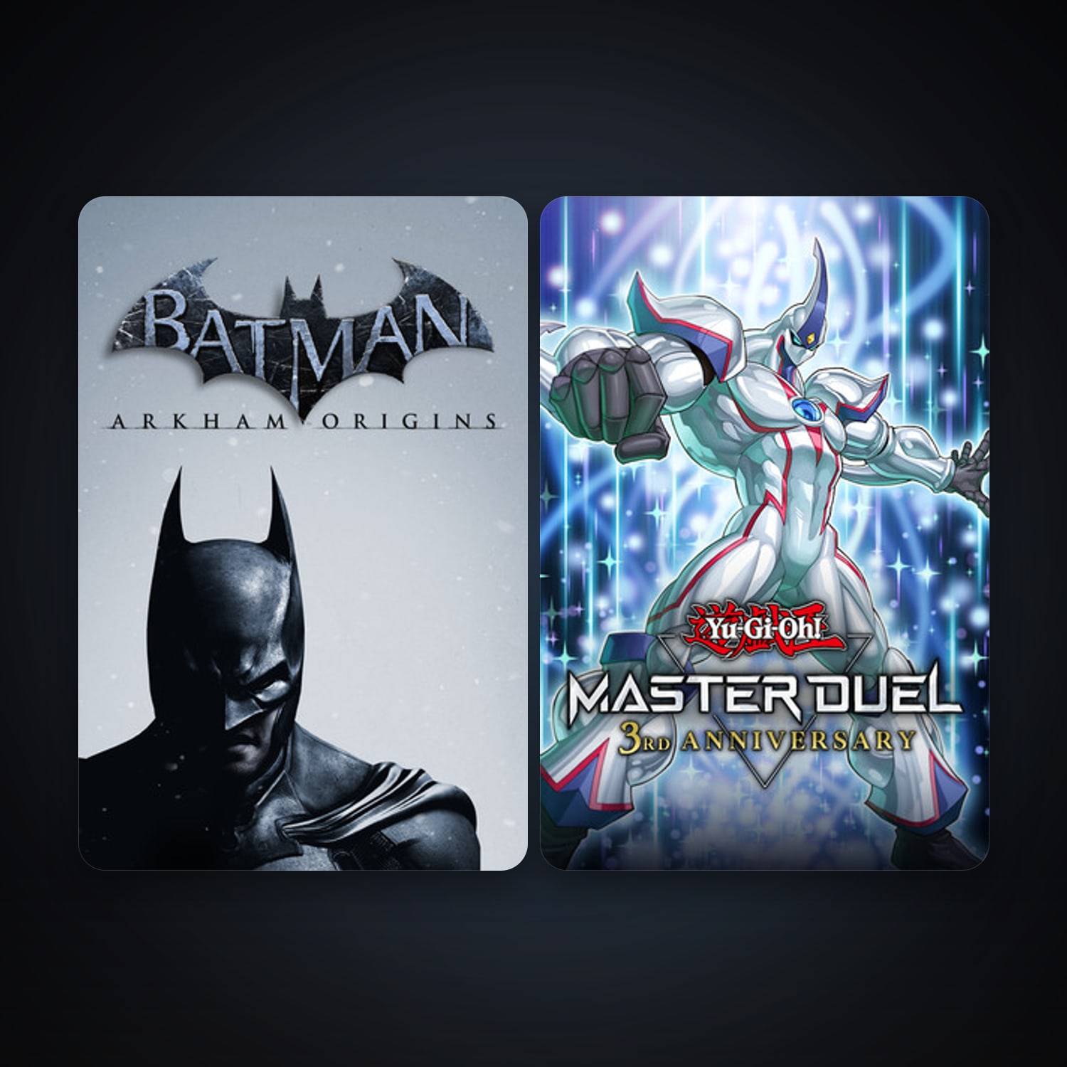 Batman: Arkham Origins + Yu-Gi-Oh! Master Duel, 2 games, clean — HabibiAccounts