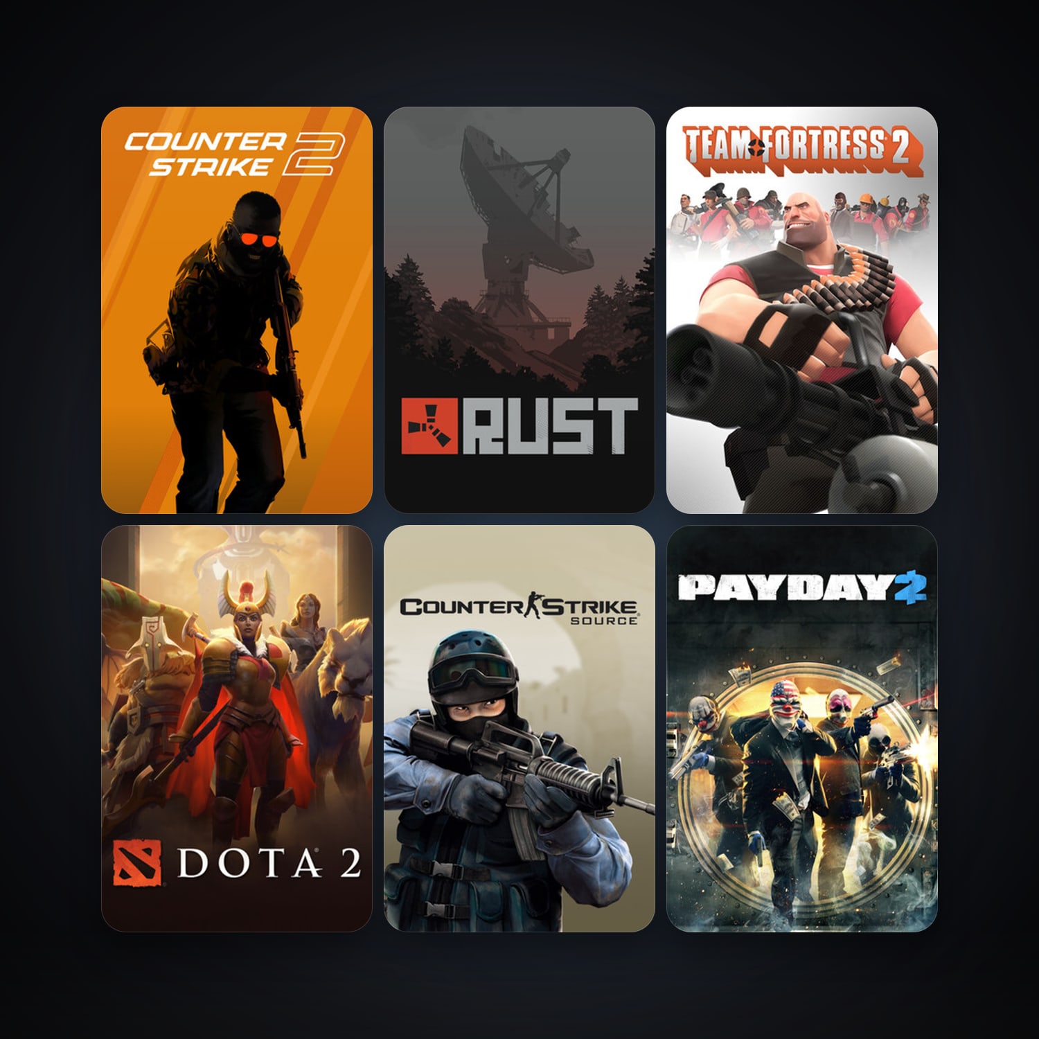 Counter-Strike: Source + Team Fortress 2, 35 games, Steam 10, clean — HabibiAccounts