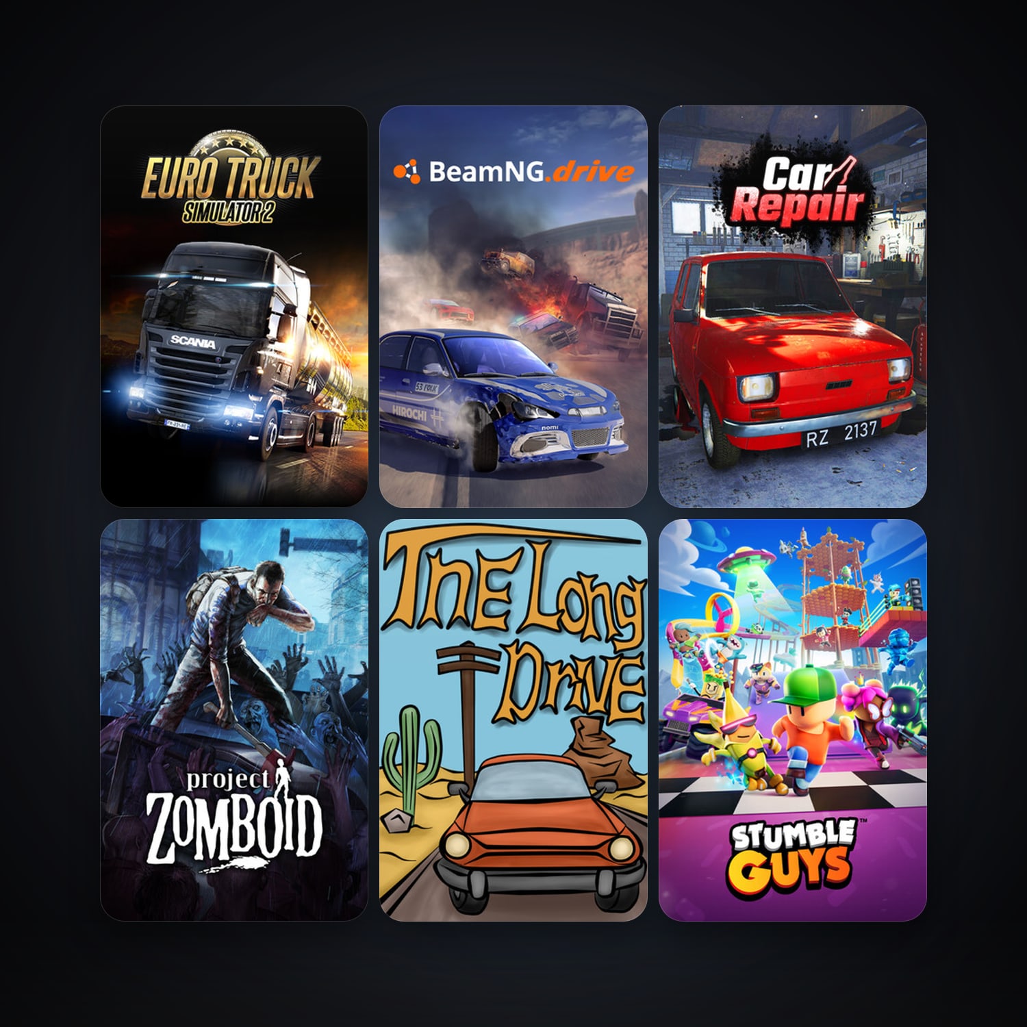 Project Zomboid + Euro Truck Simulator 2, 22 games, clean — HabibiAccounts