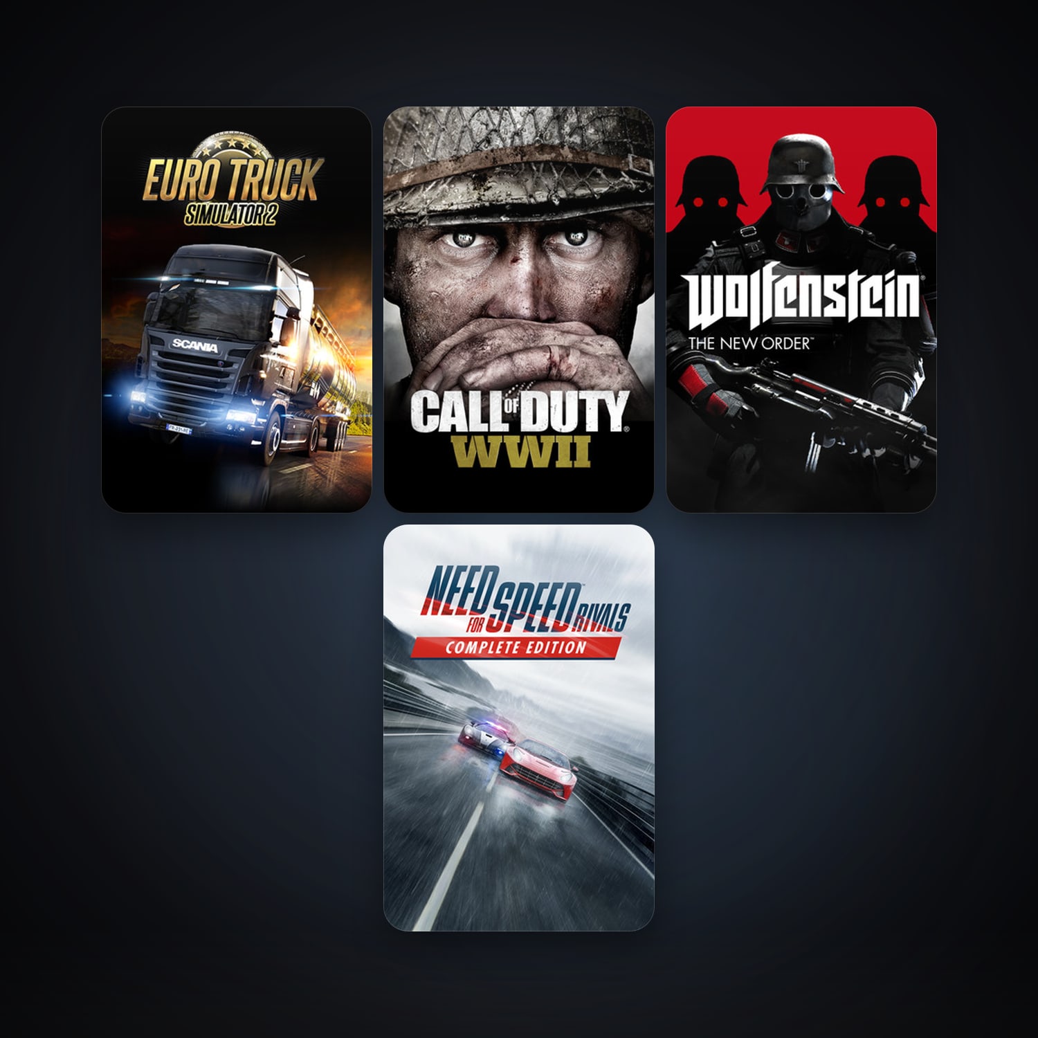 Wolfenstein: The New Order + Euro Truck Simulator 2, 6 games, clean — HabibiAccounts