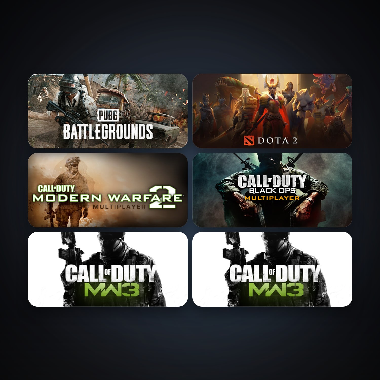 Dota 2 + Call of Duty: Modern Warfare 2 (2009), 13 games, Steam 10, clean — HabibiAccounts