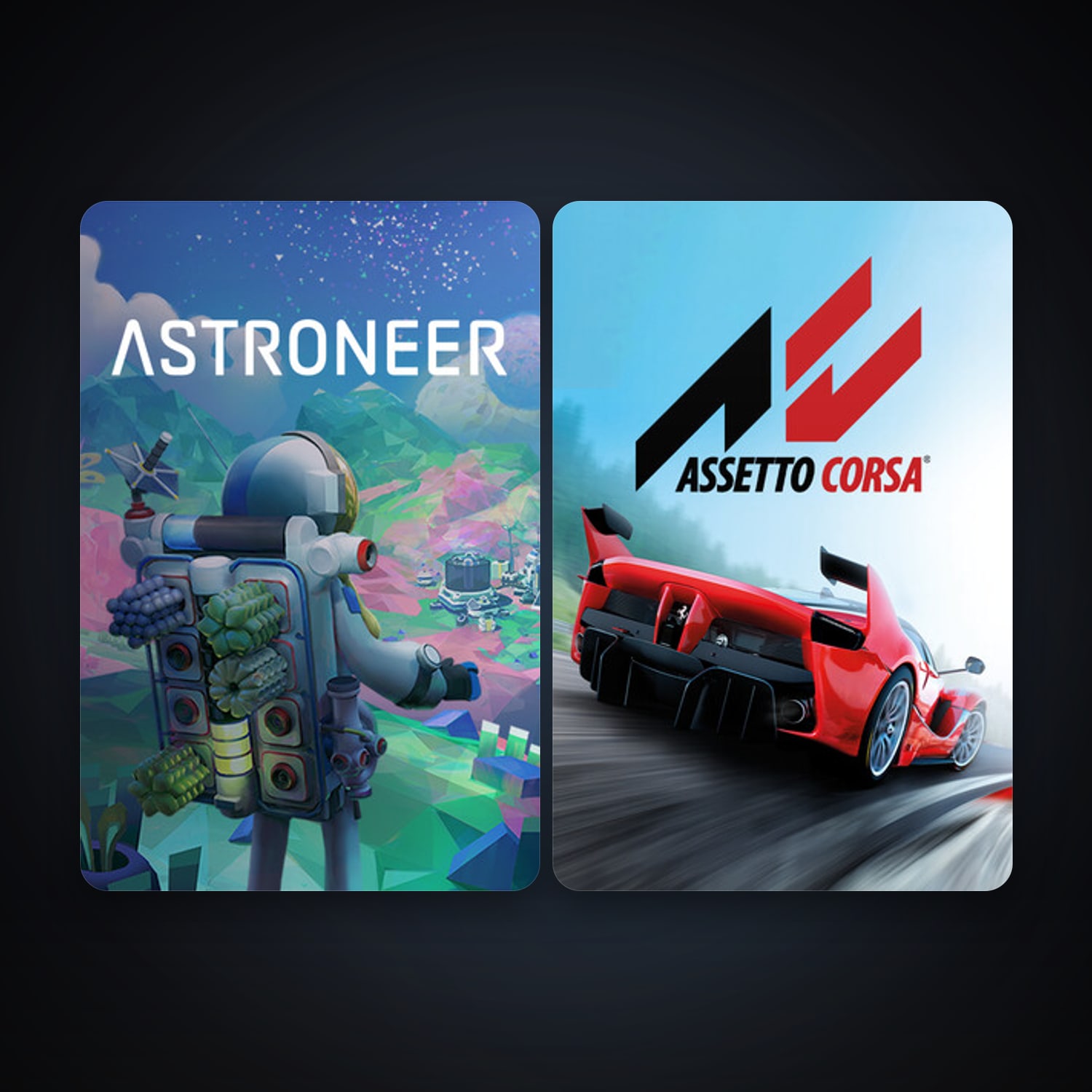 Assetto Corsa + ASTRONEER, 2 games, clean — HabibiAccounts