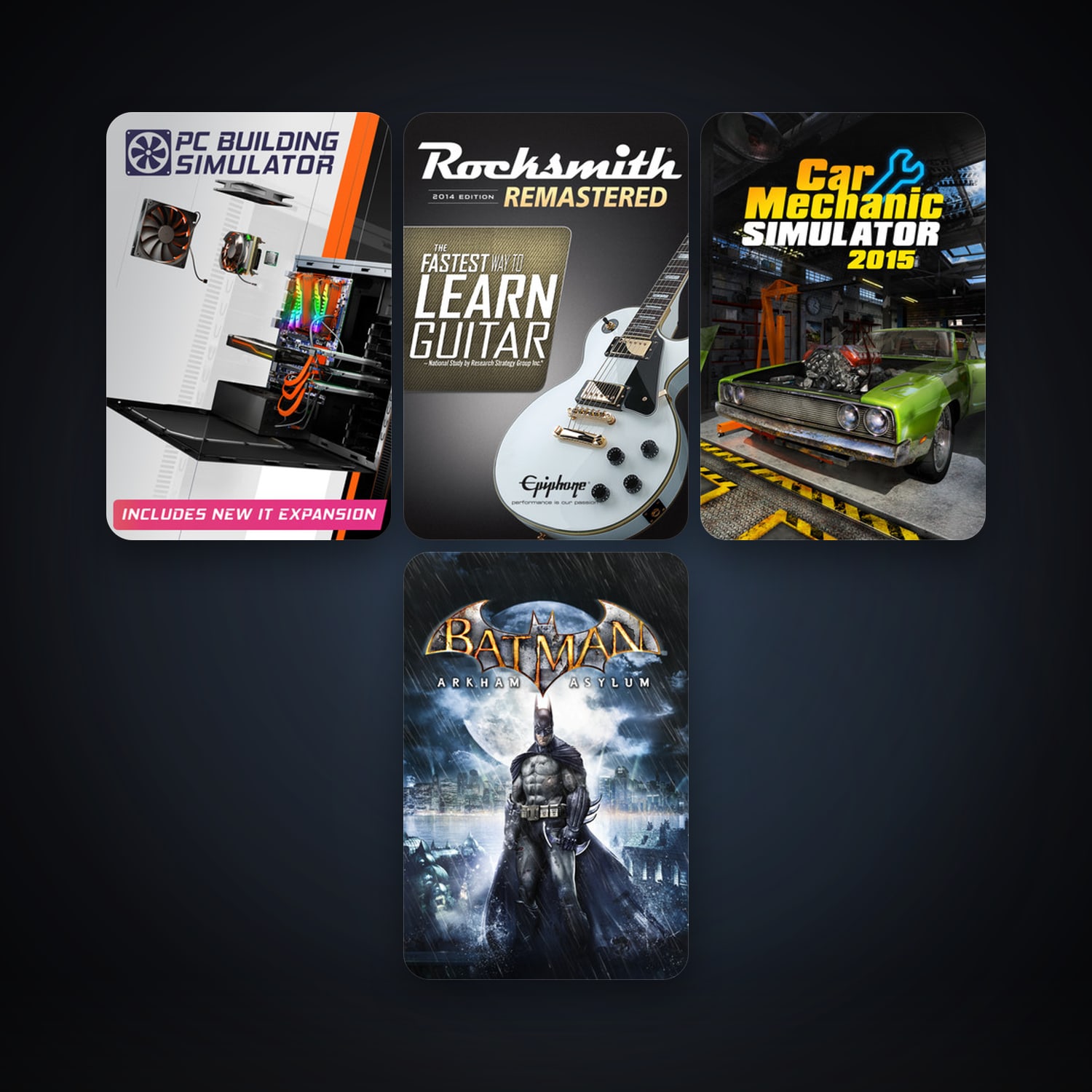 Batman: Arkham Asylum Game of the Year Edition + Rocksmith 2014 Edition - Remastered, 4 games, clean — HabibiAccounts