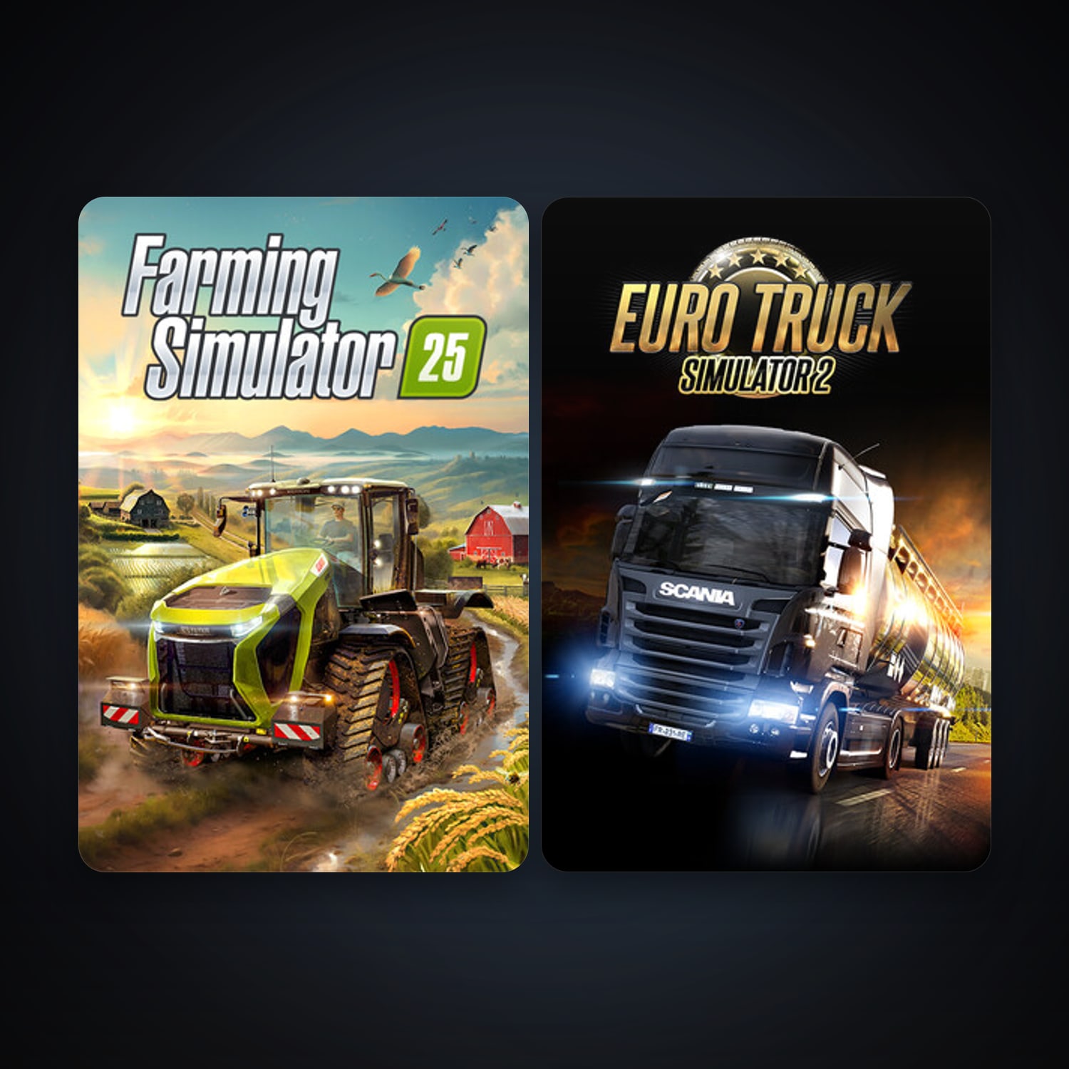 Euro Truck Simulator 2 + Farming Simulator 25, 3 games, clean — HabibiAccounts