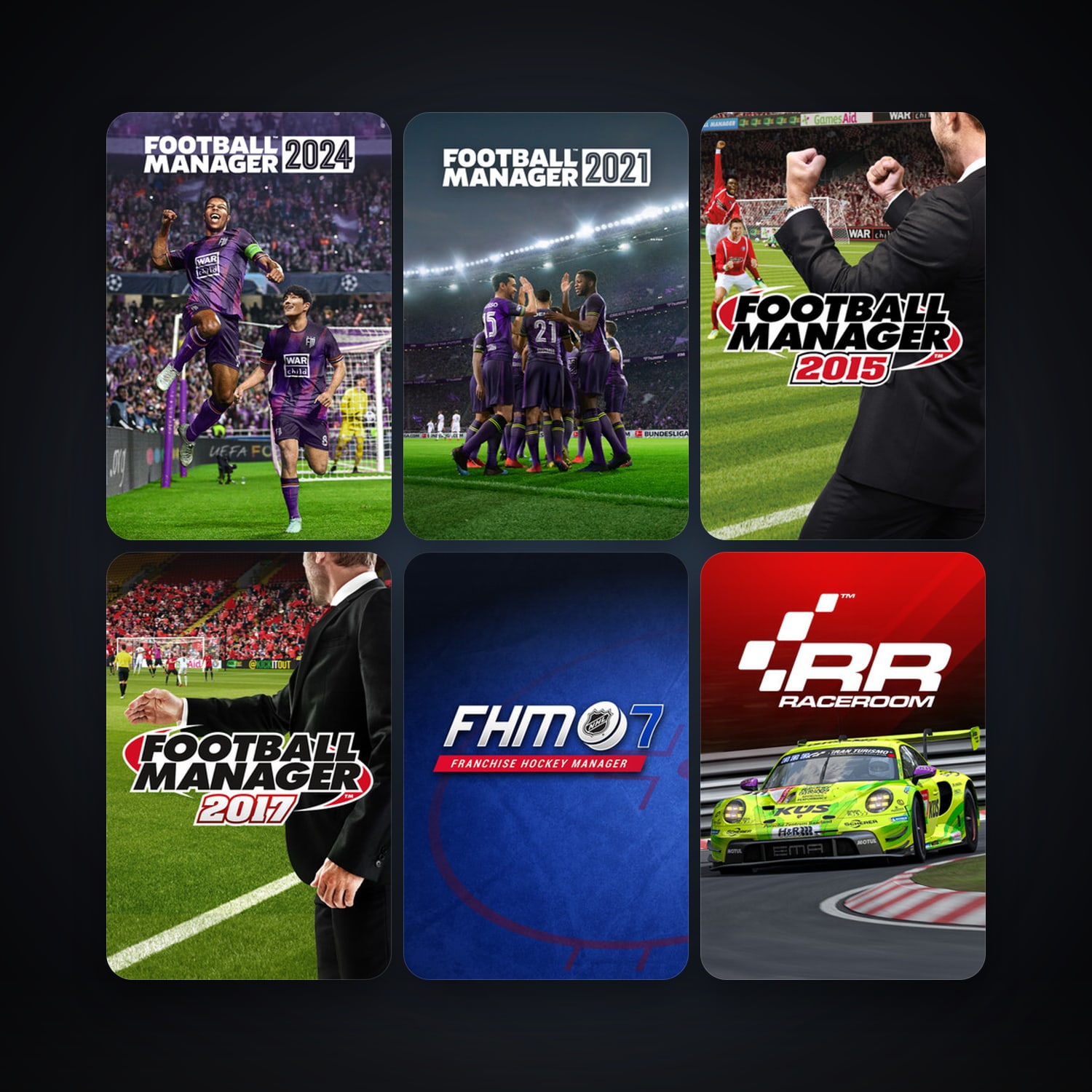 RaceRoom Racing Experience + Football Manager 2015, 12 games, clean — HabibiAccounts