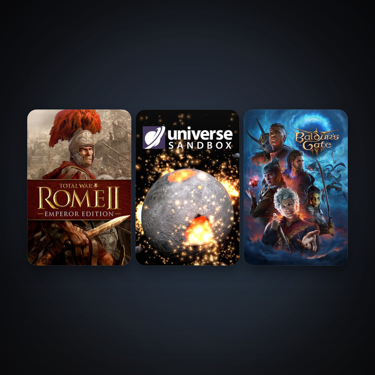 Total War: ROME II - Emperor Edition + Universe Sandbox, 3 games, clean — HabibiAccounts