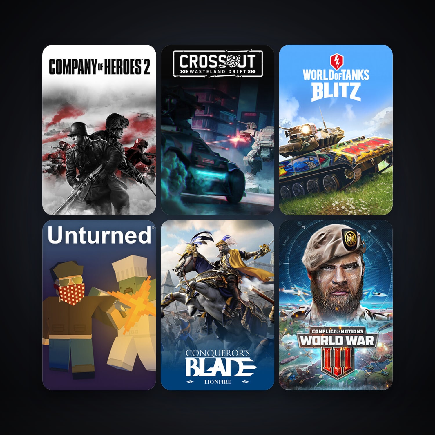 Company of Heroes 2 + Unturned, 13 games, clean — HabibiAccounts