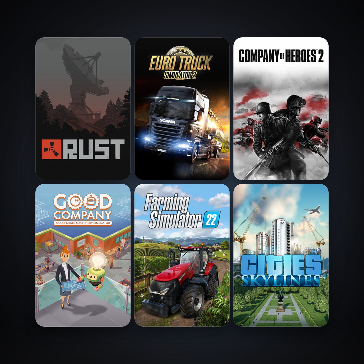 Euro Truck Simulator 2 + Company of Heroes 2, 28 games, clean — HabibiAccounts