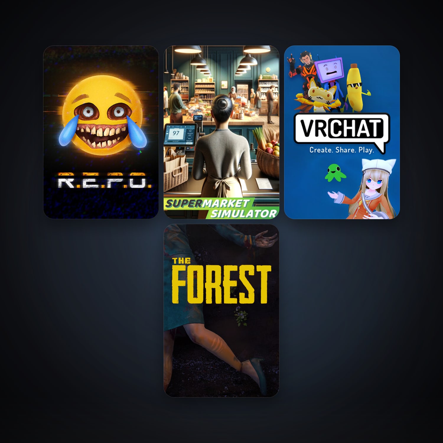 The Forest + VRChat, 8 games, clean — HabibiAccounts