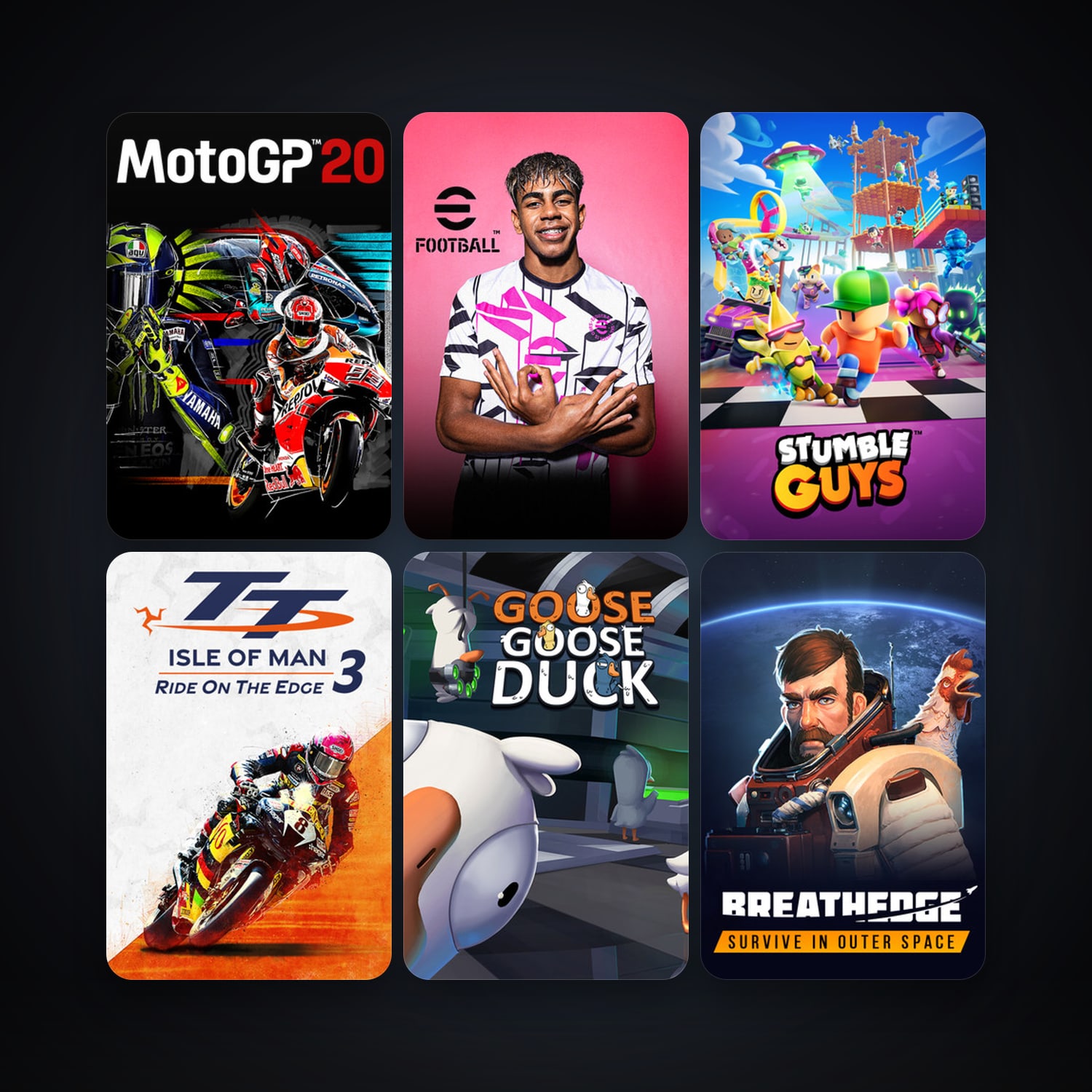 Breathedge + MotoGP20, 7 games, clean — HabibiAccounts
