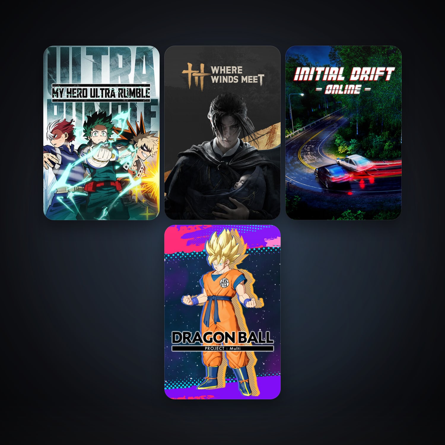 Initial Drift Online + MY HERO ULTRA RUMBLE, 4 games, clean — HabibiAccounts