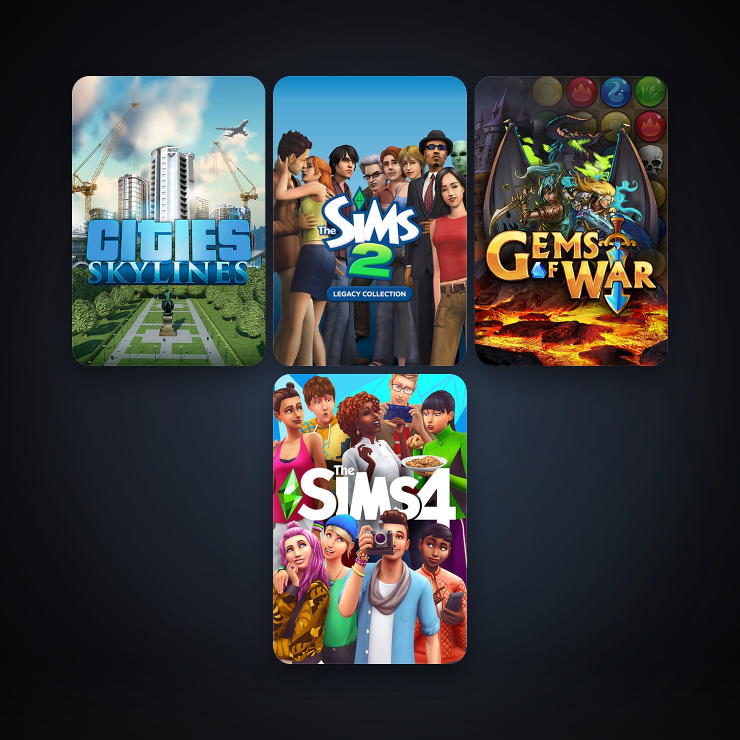 Cities: Skylines + Gems of War - Puzzle RPG, 7 games, clean — HabibiAccounts