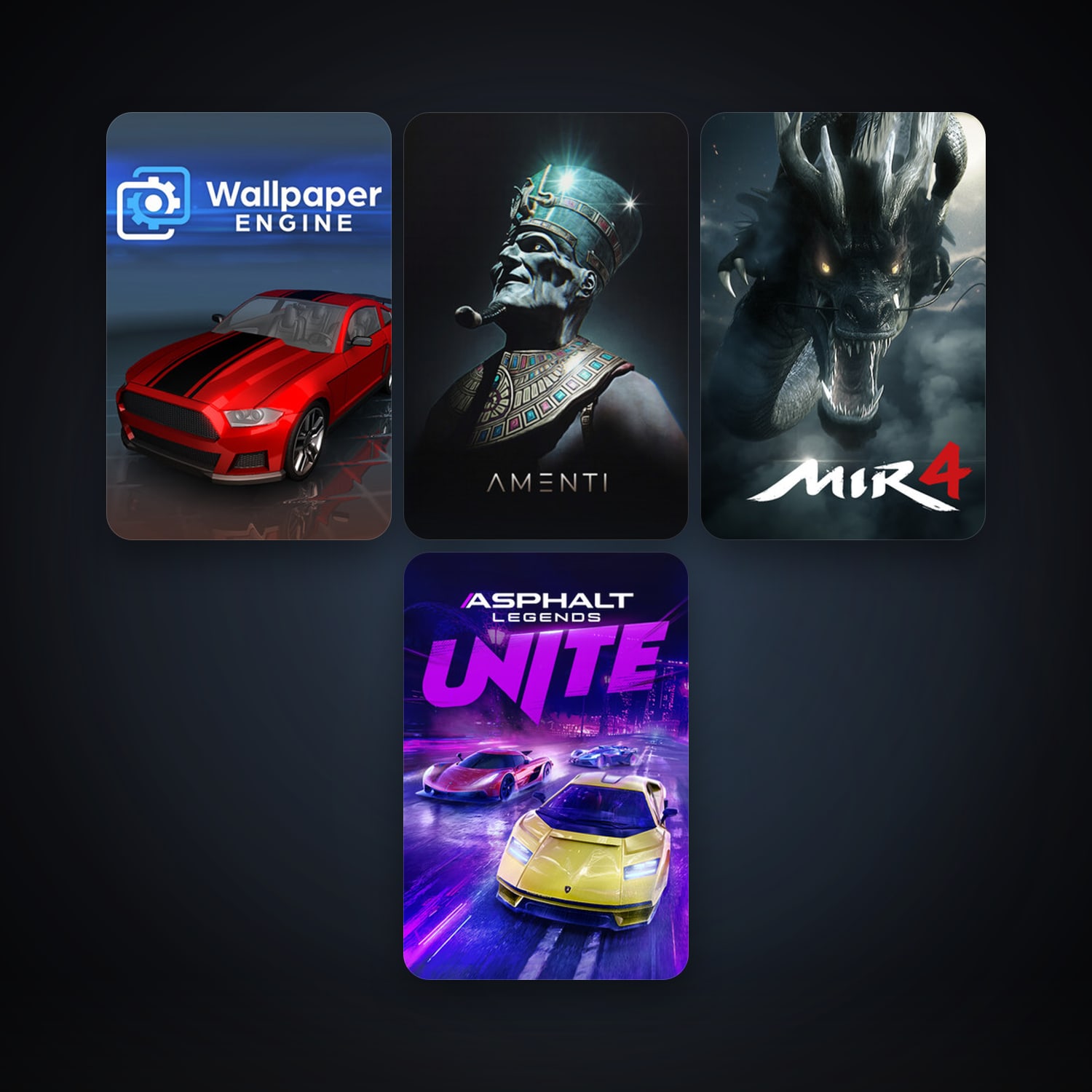 Wallpaper Engine + MIR4, 7 games, clean — HabibiAccounts