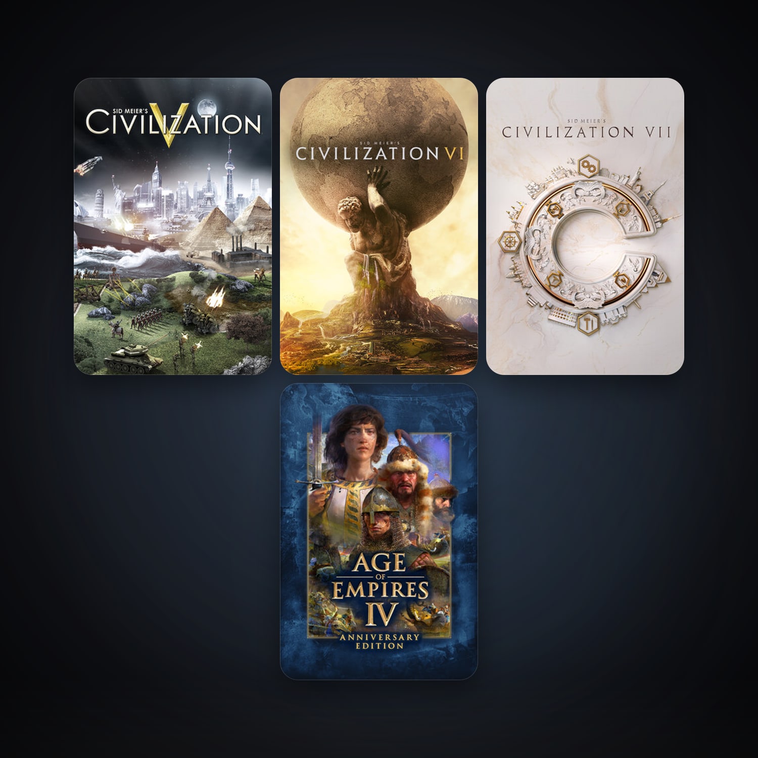 Sid Meier's Civilization V + Sid Meier's Civilization VI, 4 games, clean — HabibiAccounts