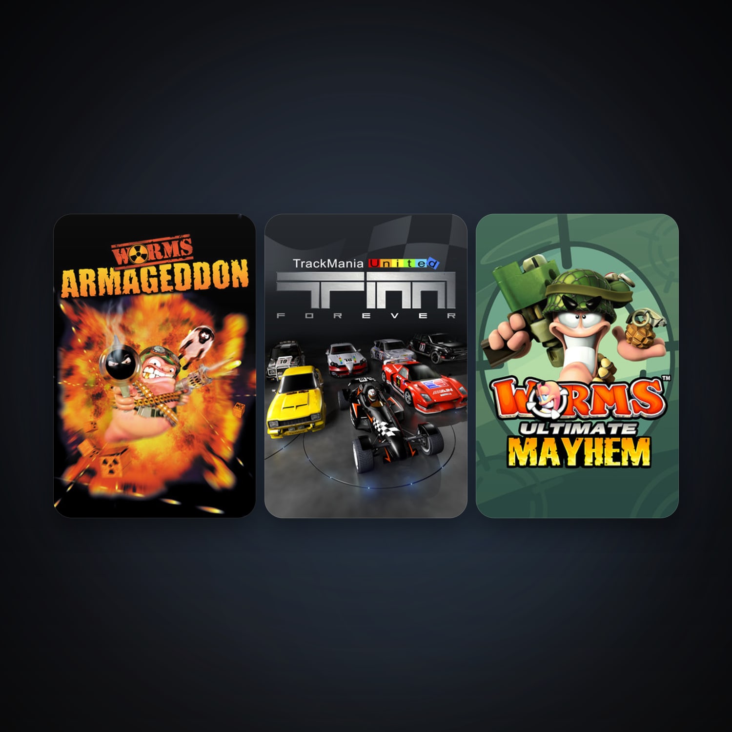 Trackmania United Forever + Worms Ultimate Mayhem, 5 games, clean — HabibiAccounts