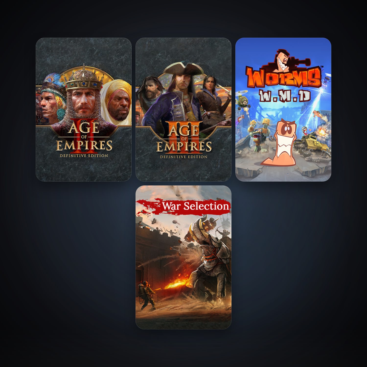 Worms W.M.D + Age of Empires II: Definitive Edition, 4 games, clean — HabibiAccounts