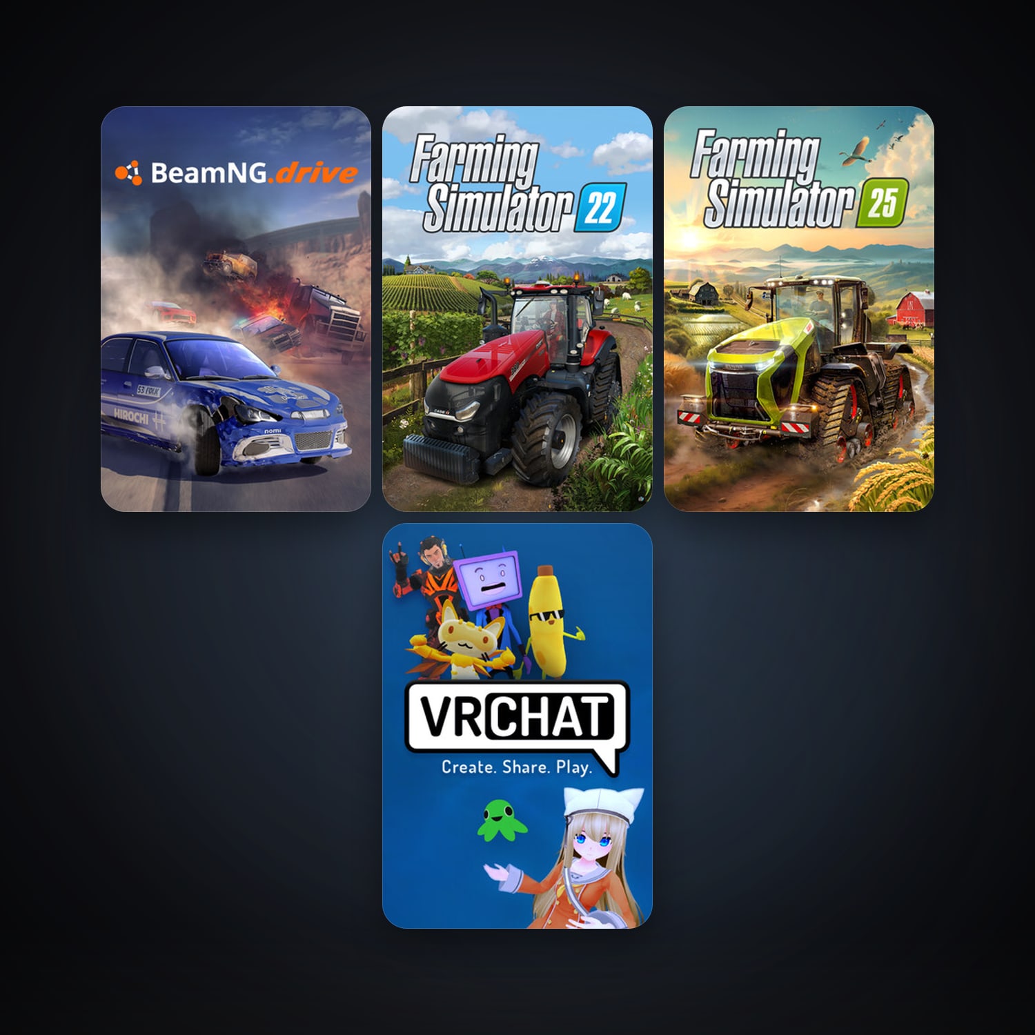 BeamNG.drive + VRChat, 6 games, clean — HabibiAccounts