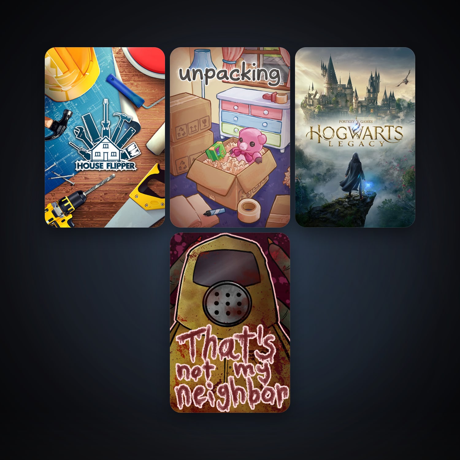 House Flipper + Hogwarts Legacy, 6 games, clean — HabibiAccounts