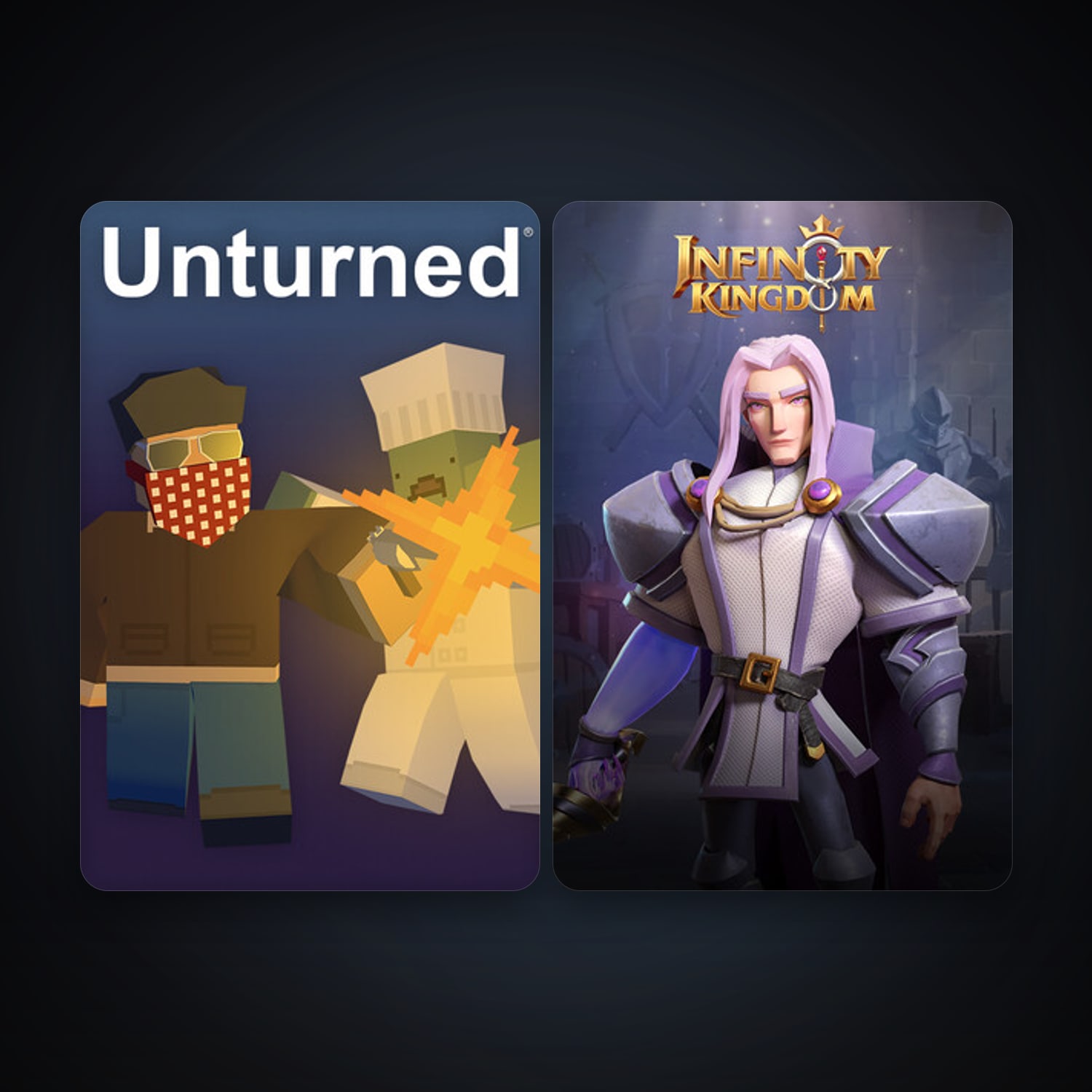 Unturned + Infinity Kingdom, 7 games, clean — HabibiAccounts