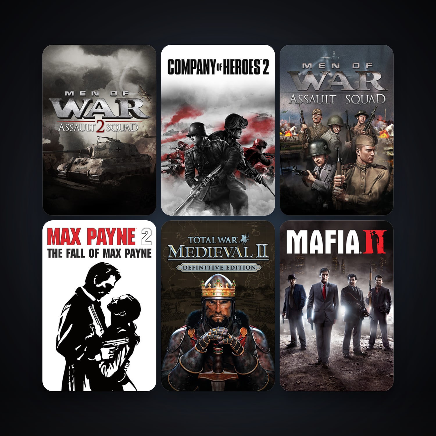 Medieval II: Total War + Max Payne 2: The Fall of Max Payne, 229 games, Steam 11, clean — HabibiAccounts