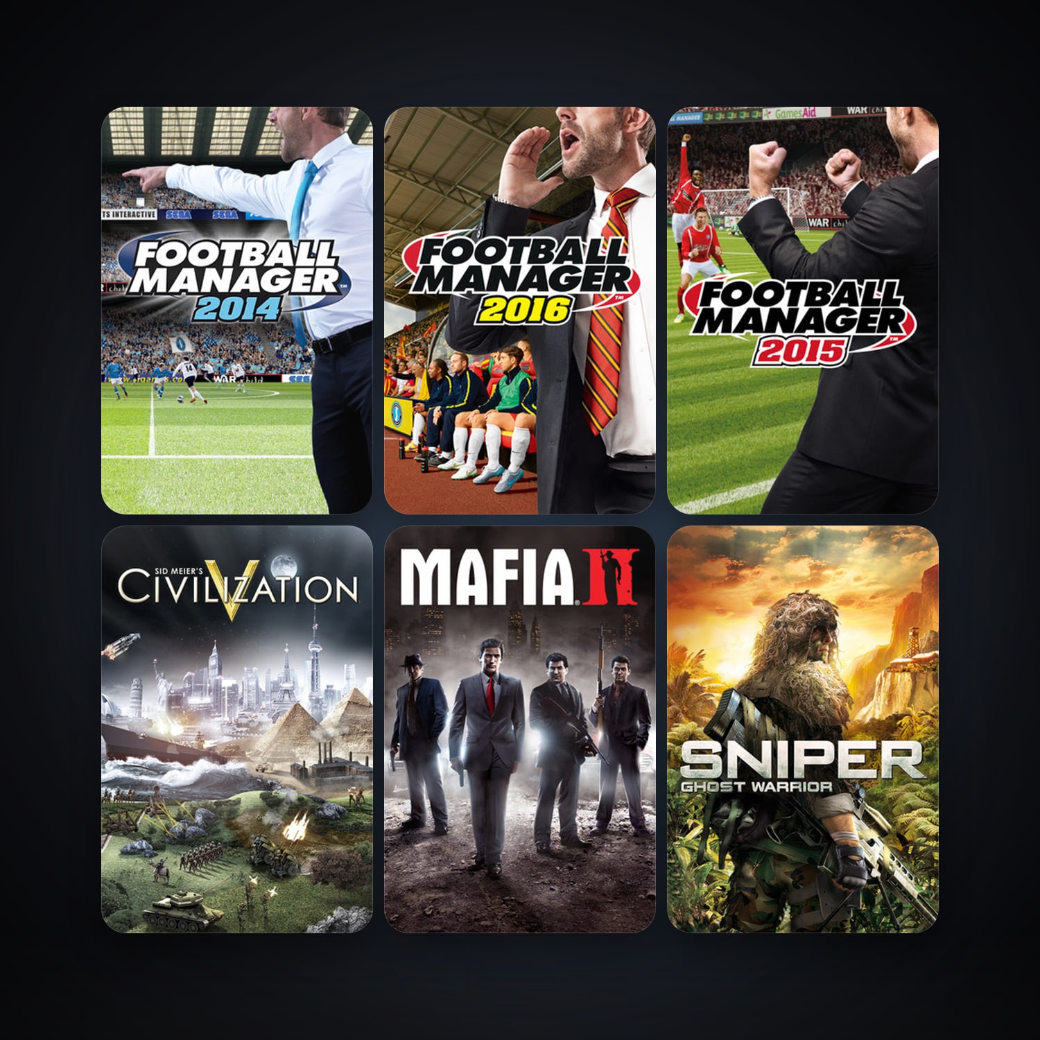 Sid Meier's Civilization V + Sniper: Ghost Warrior, 9 games, clean — HabibiAccounts