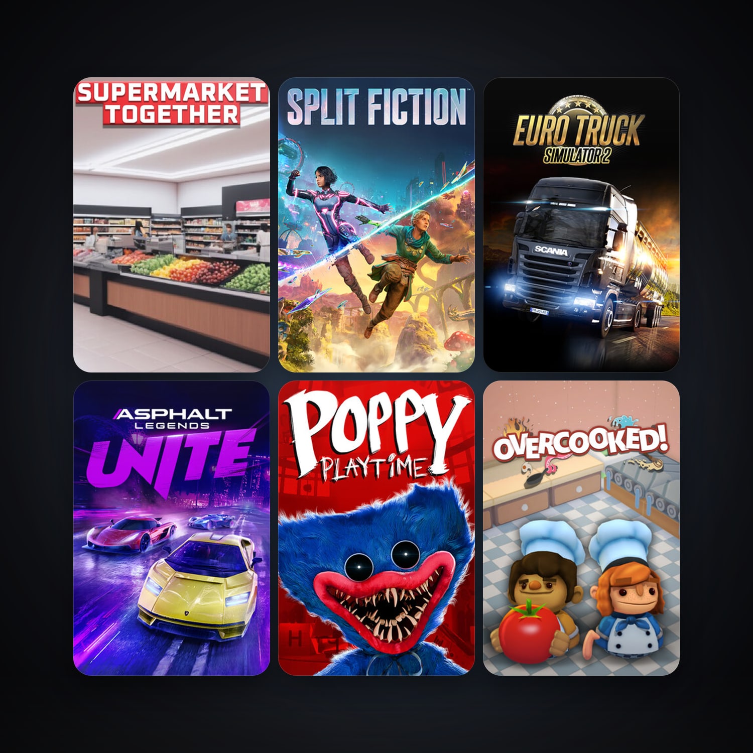 Euro Truck Simulator 2 + Overcooked, 11 games, clean — HabibiAccounts