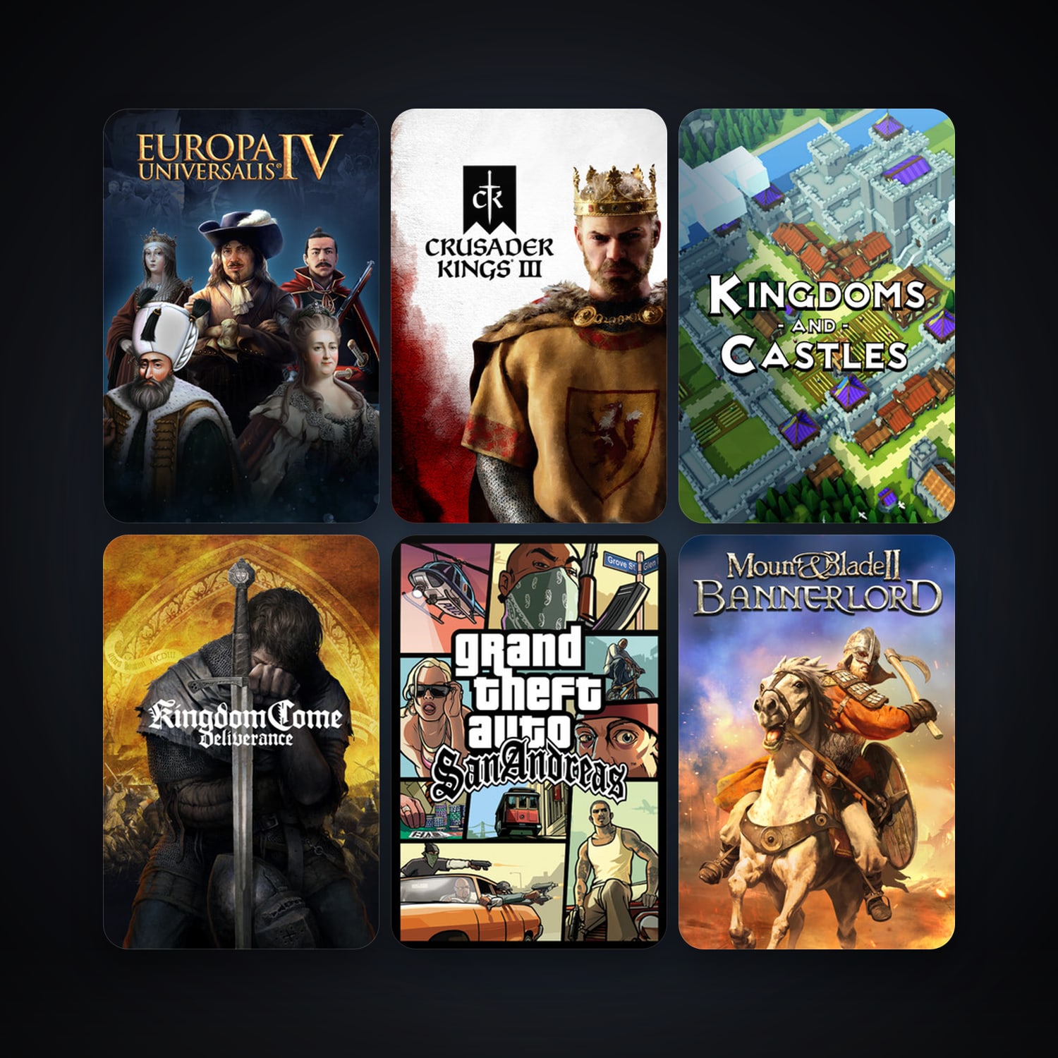 Grand Theft Auto: San Andreas + Europa Universalis IV, 21 games, clean — HabibiAccounts