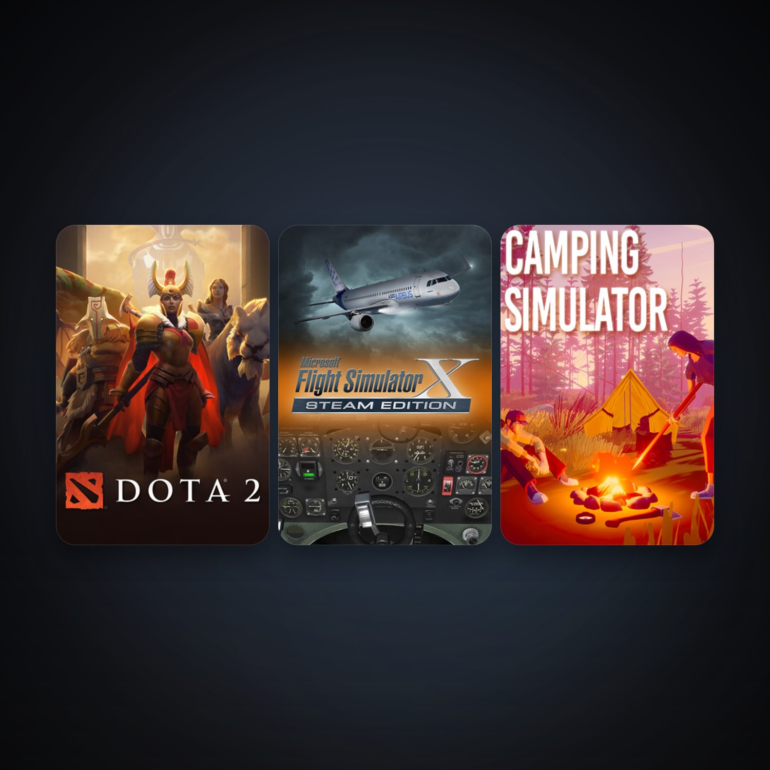 Dota 2 + Microsoft Flight Simulator X: Steam Edition, 12 games, clean — HabibiAccounts