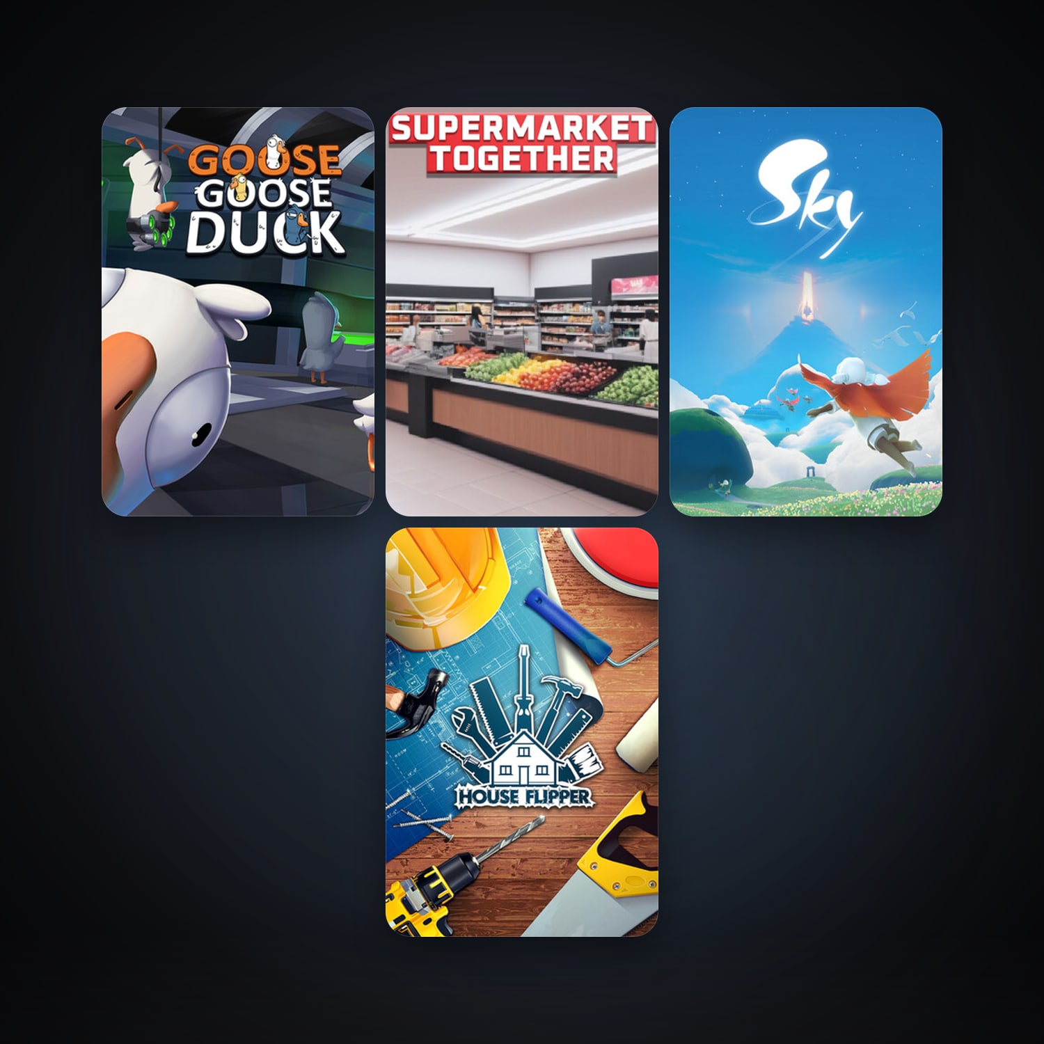 House Flipper + Goose Goose Duck, 7 games, clean — HabibiAccounts