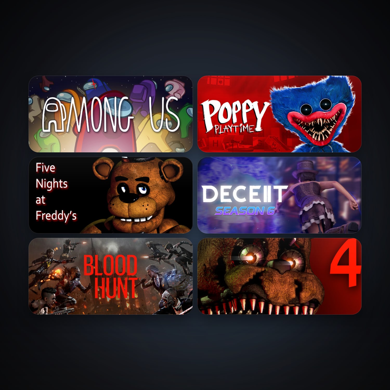 Five Nights at Freddy's + Five Nights at Freddy's 4, 7 games, clean — HabibiAccounts