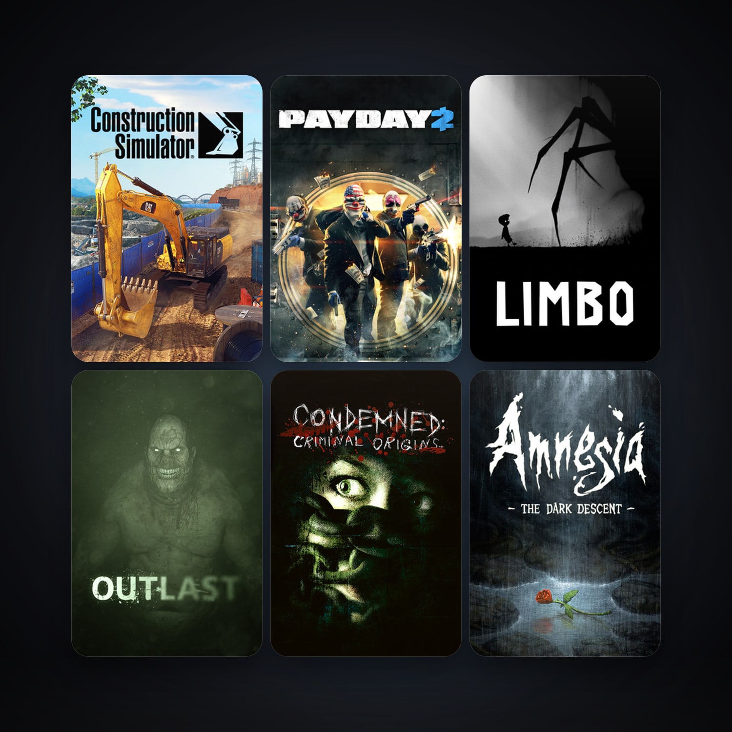 Condemned: Criminal Origins + LIMBO, 13 games, Steam 11, clean — HabibiAccounts