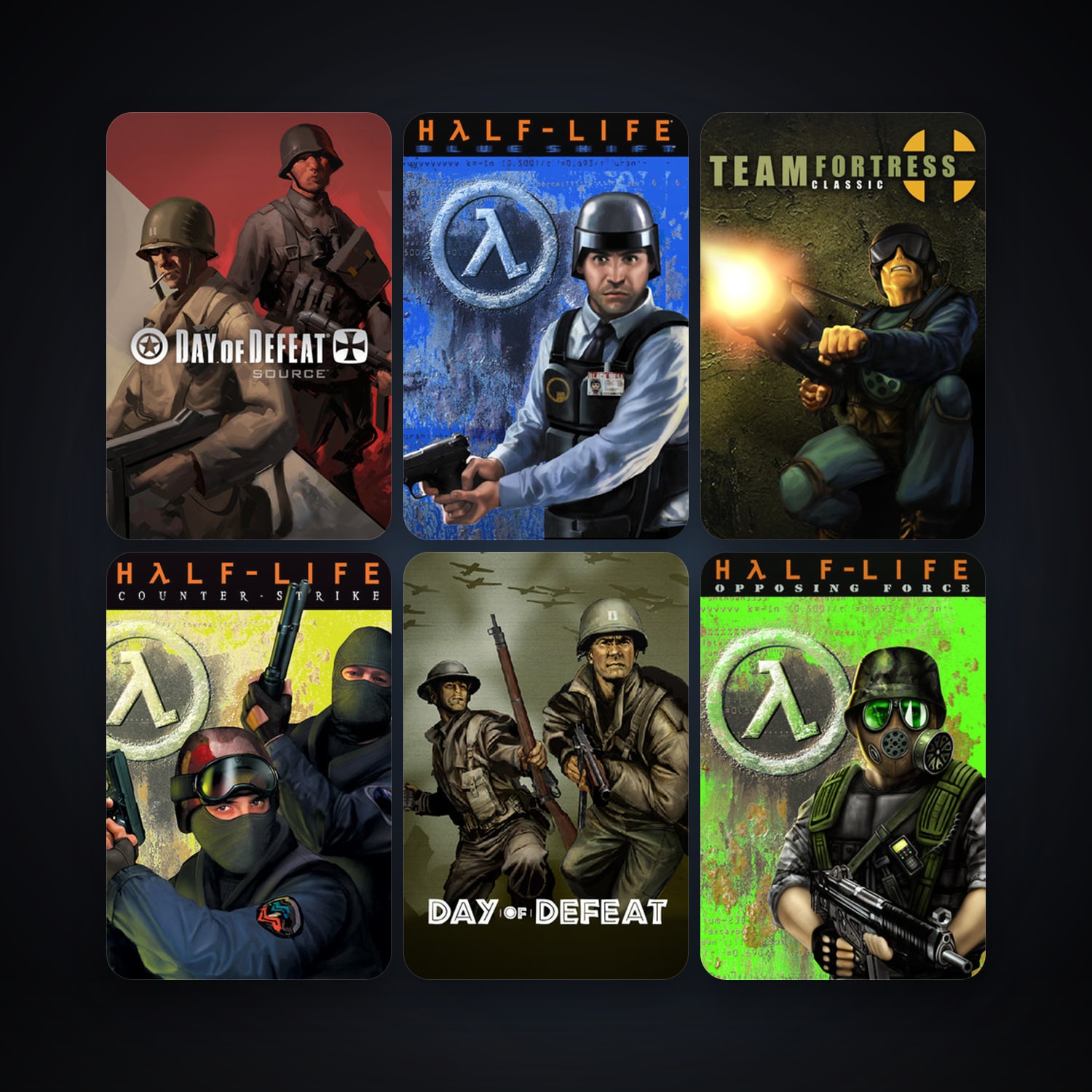 Counter-Strike + Team Fortress Classic, 16 games, Steam 10, clean — HabibiAccounts