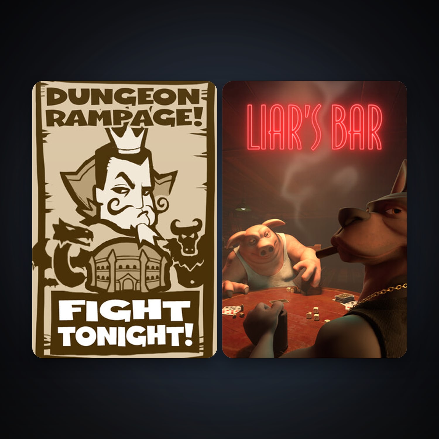 Dungeon Rampage + Liar's Bar, 8 games, clean — HabibiAccounts