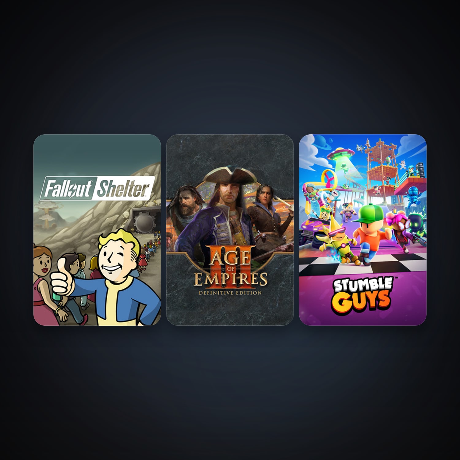 Fallout Shelter + Age of Empires III: Definitive Edition, 7 games, clean — HabibiAccounts