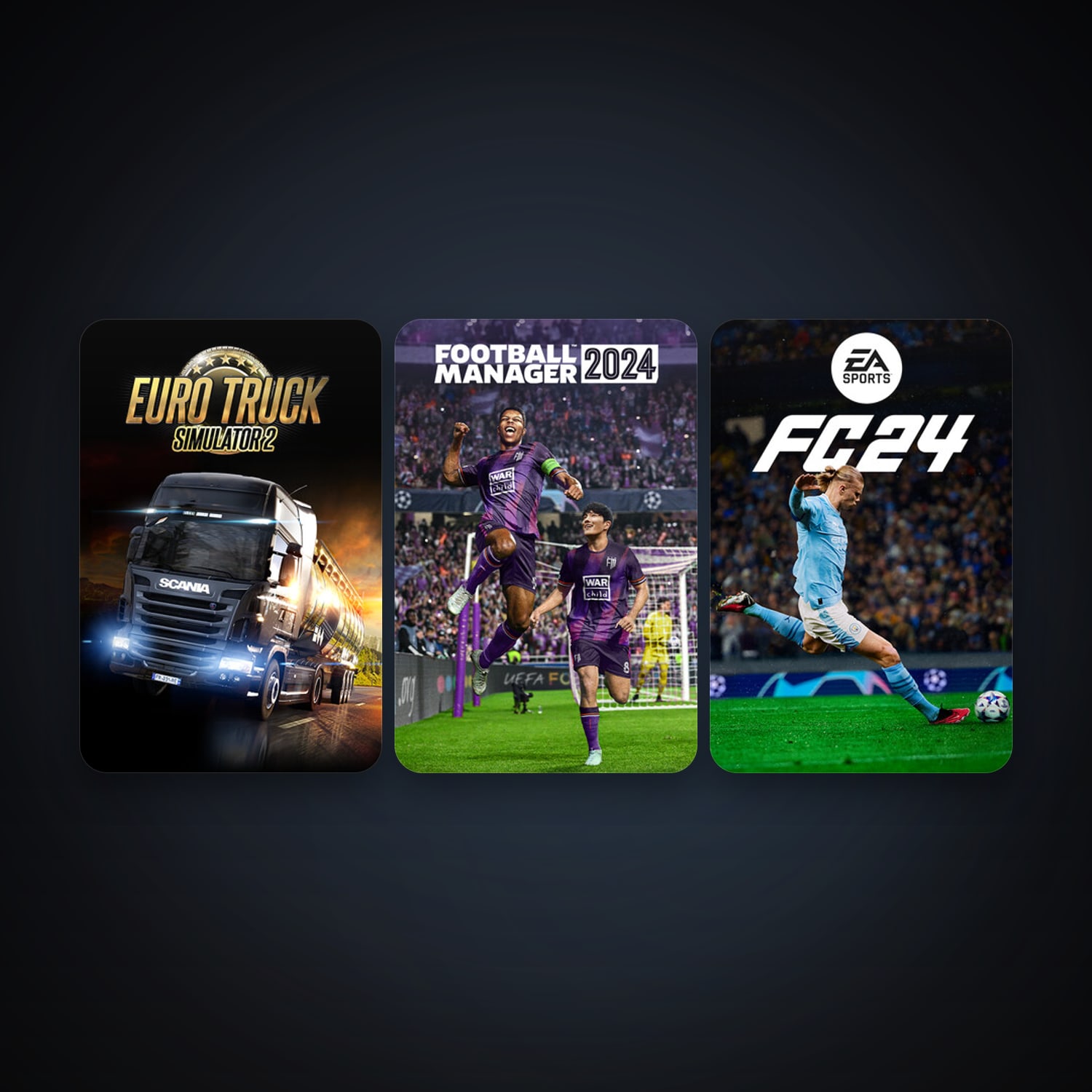 Euro Truck Simulator 2 + FIFA 24, 8 games, Steam 11, clean — HabibiAccounts