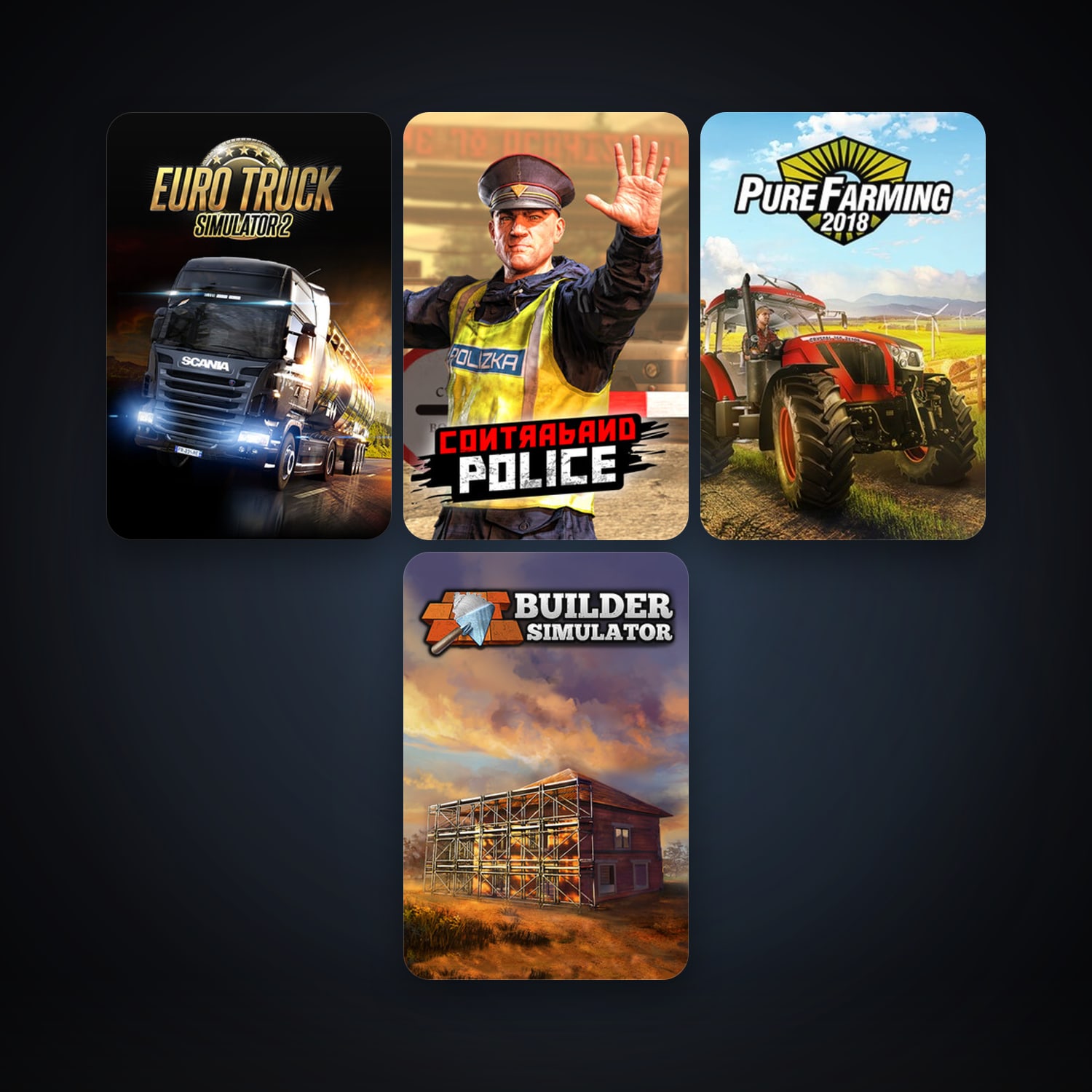 Euro Truck Simulator 2 + Pure Farming 2018, 5 games, clean — HabibiAccounts