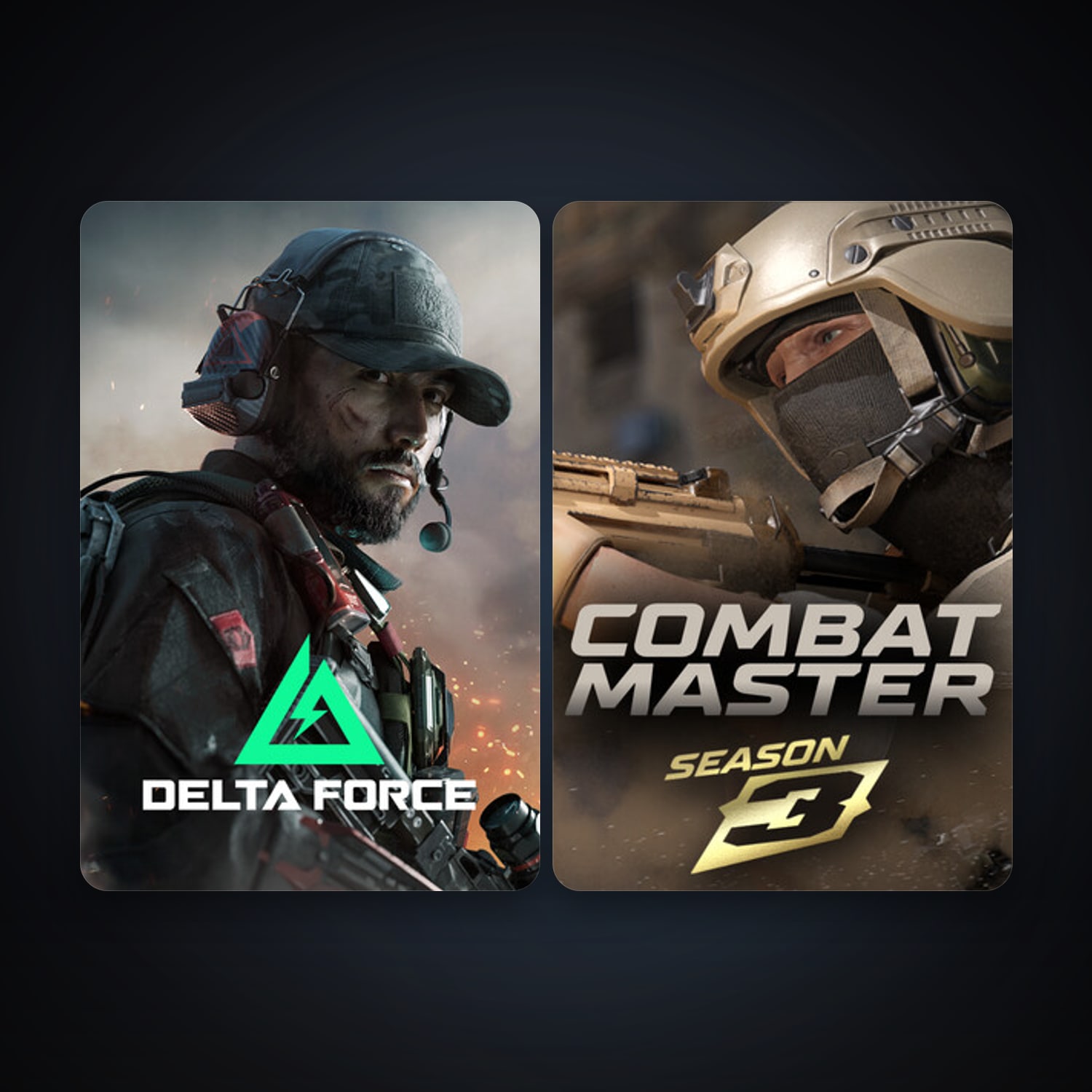 Combat Master: Season 1 + Delta Force: Hawk Ops, 9 games, clean — HabibiAccounts