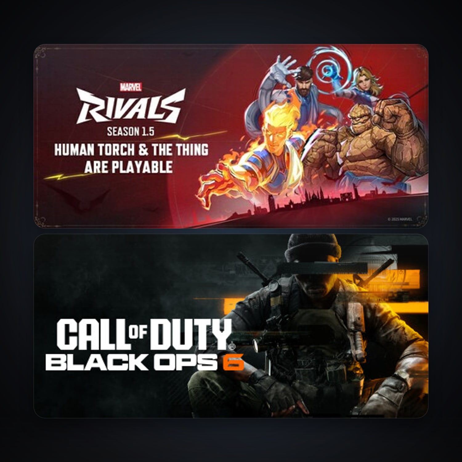 Marvel Rivals + Call of Duty: Black Ops 6, 5 games, clean — HabibiAccounts
