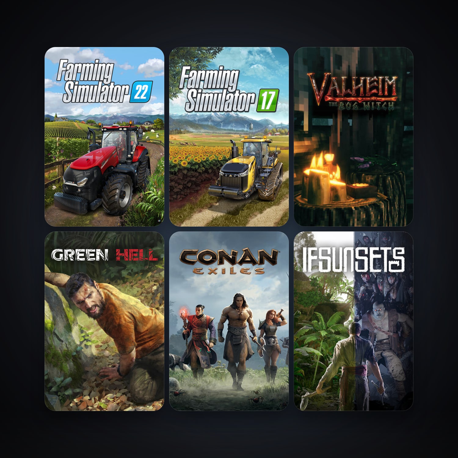 Conan Exiles + Farming Simulator 17, 25 games, clean — HabibiAccounts