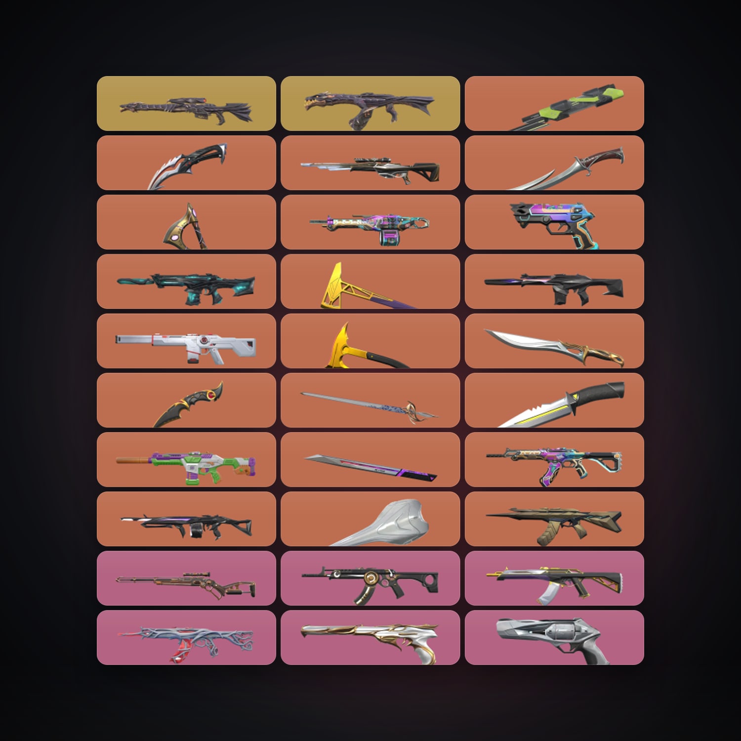 LA Gold 3 locker — 12 knives, 210 skins, lvl 480 — HabibiAccounts