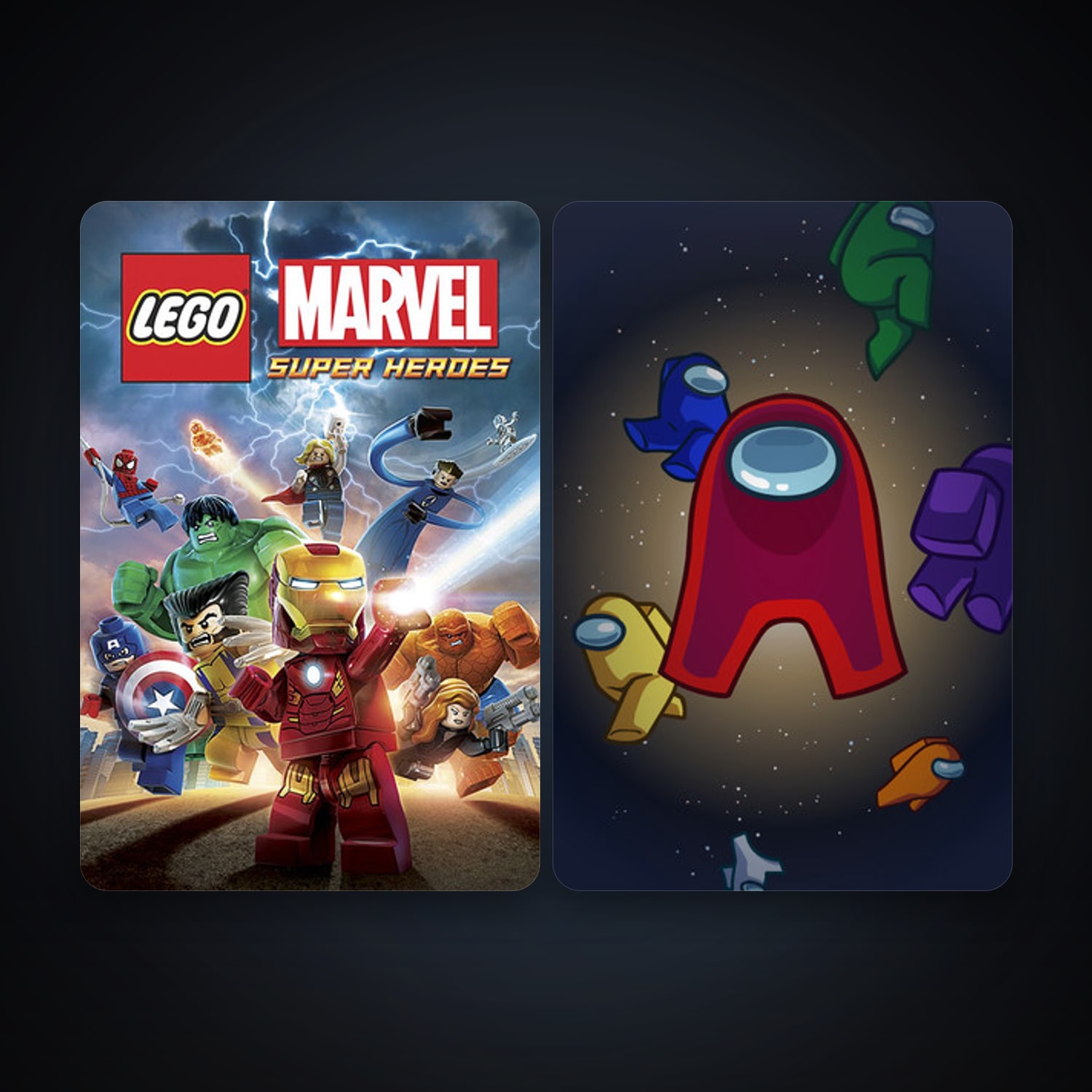 LEGO Marvel Super Heroes + Among Us, 4 games, clean — HabibiAccounts