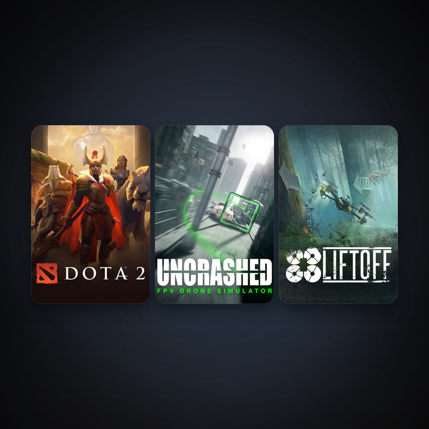 Dota 2 + Liftoff: FPV Drone Racing, 4 games, clean — HabibiAccounts