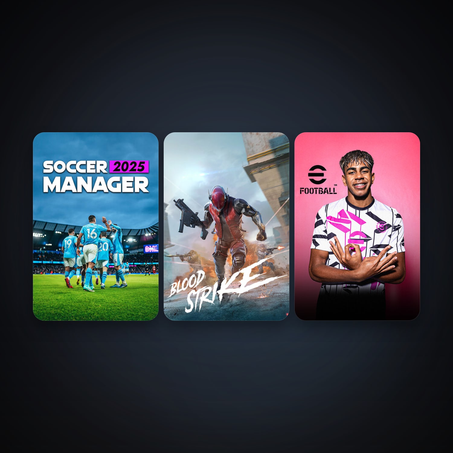 eFootball 2024 + Blood Strike, 3 games, clean — HabibiAccounts