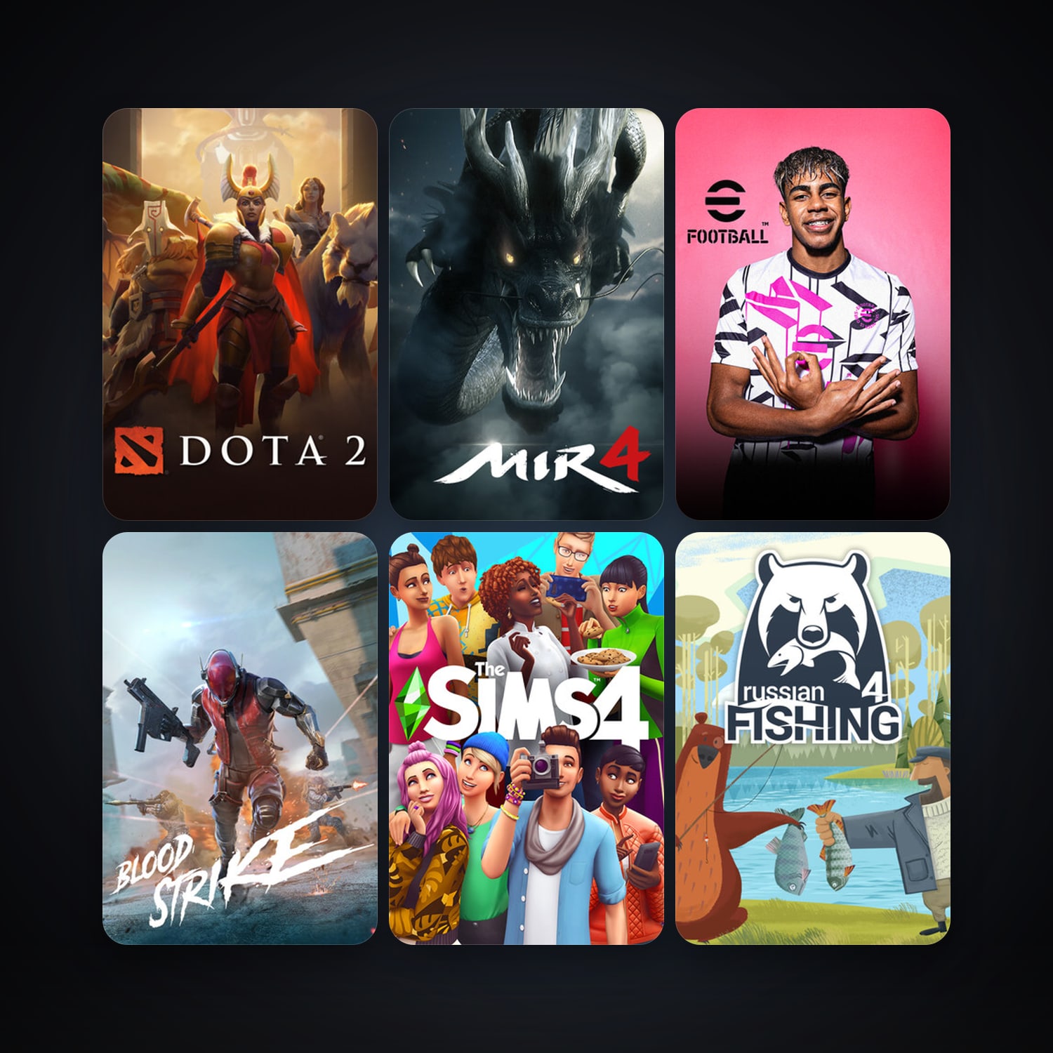 Dota 2 + Russian Fishing 4, 7 games, clean — HabibiAccounts