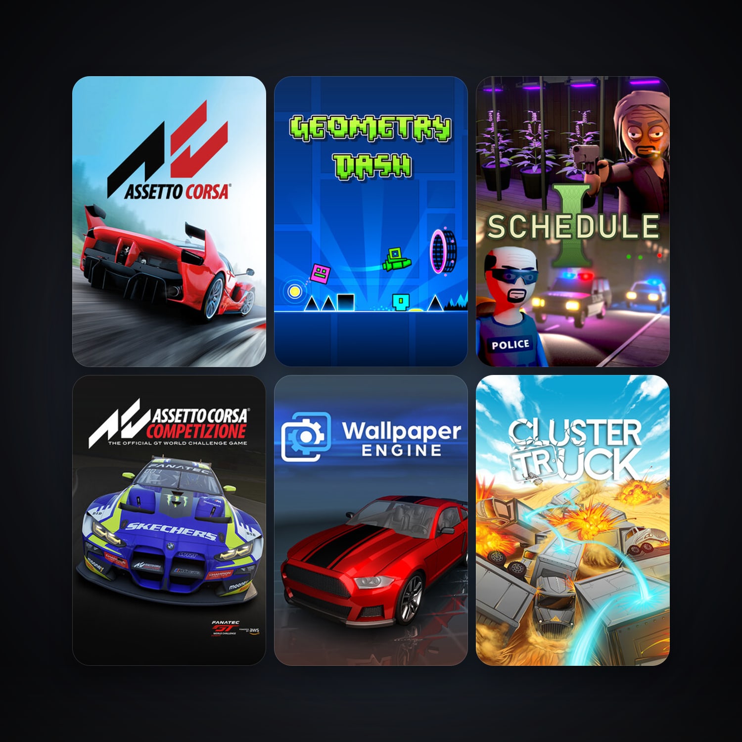 RaceRoom Racing Experience + Assetto Corsa, 18 games, clean — HabibiAccounts