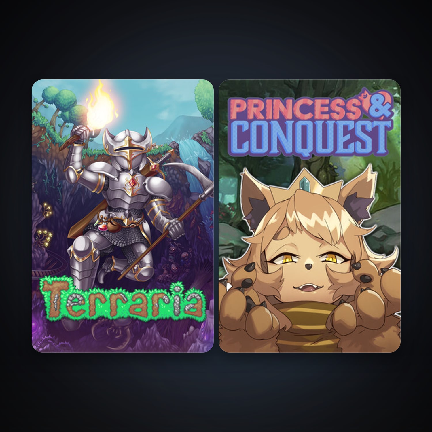 Terraria + Princess & Conquest, 16 games, Steam 10, clean — HabibiAccounts