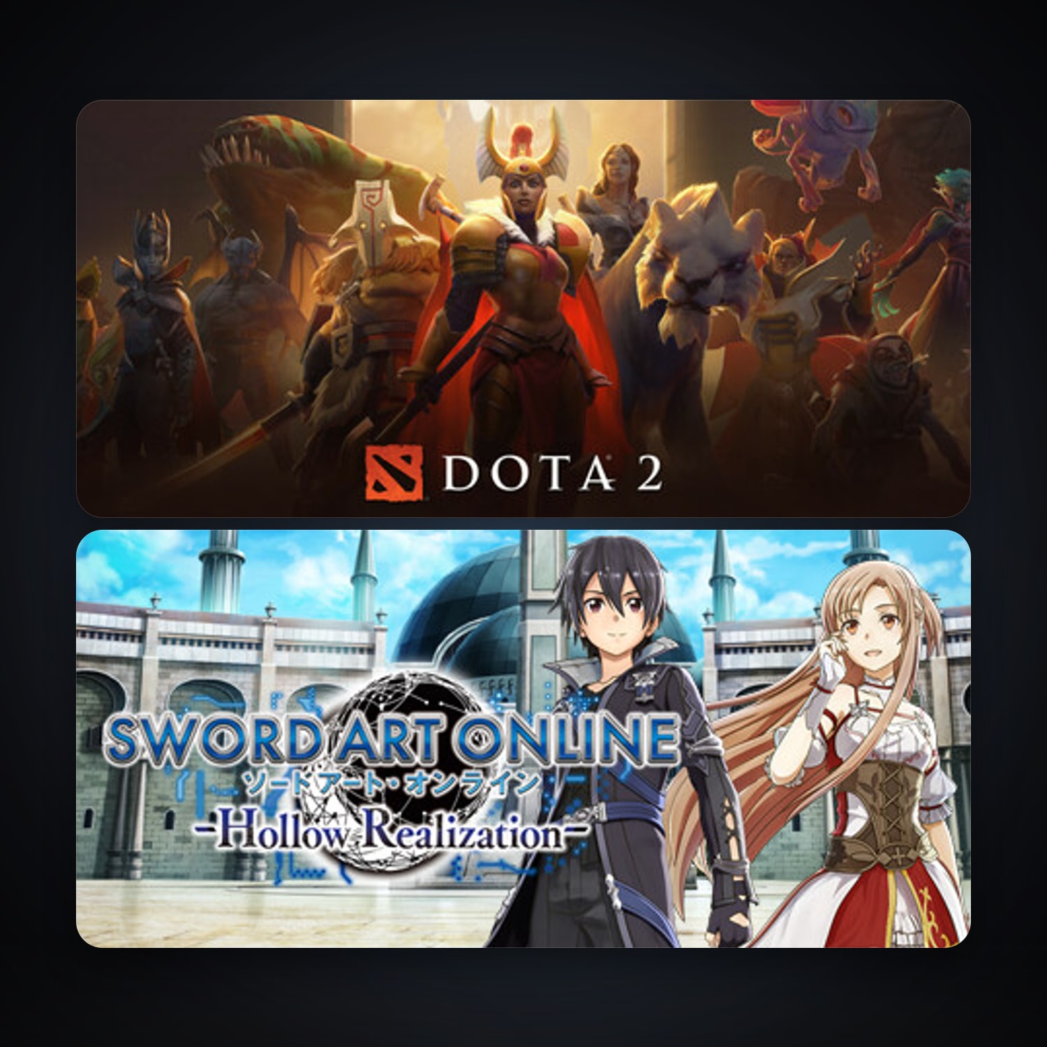 Dota 2 + Sword Art Online: Hollow Realization Deluxe Edition, 2 games, clean — HabibiAccounts