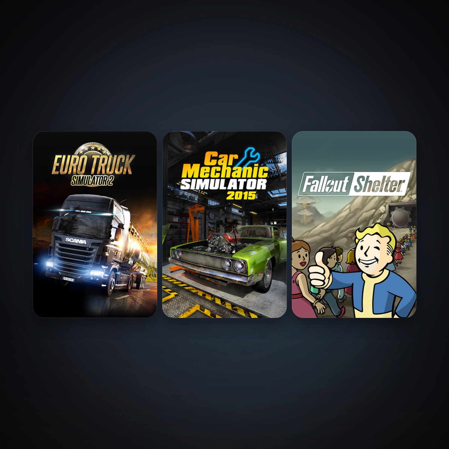 Euro Truck Simulator 2 + Car Mechanic Simulator 2015, 6 games, clean — HabibiAccounts